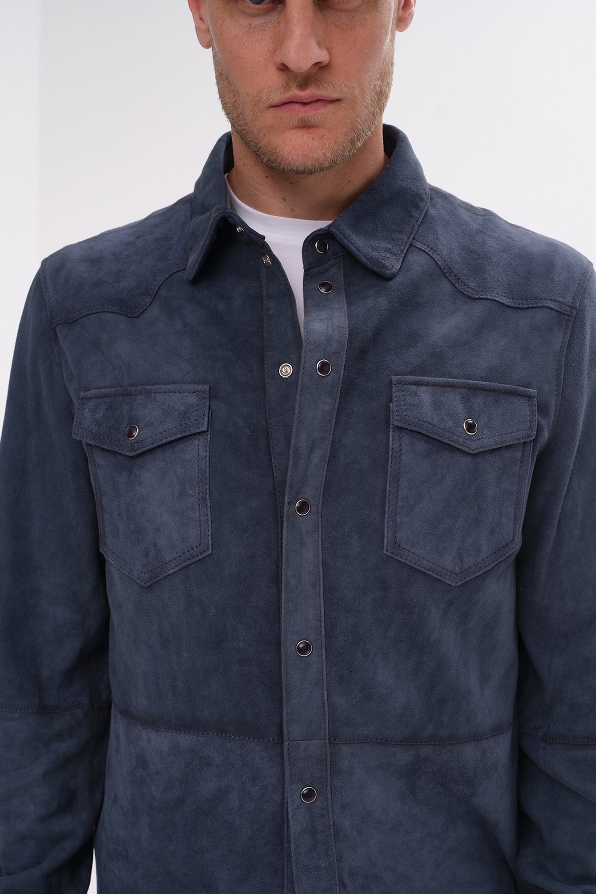 ΑΝΔΡΙΚΟ SUEDE OVERSHIRT PORTOBELLO'S ΣΕ ΜΠΛΕ RAF ΑΠΟΧΡΩΣΗ