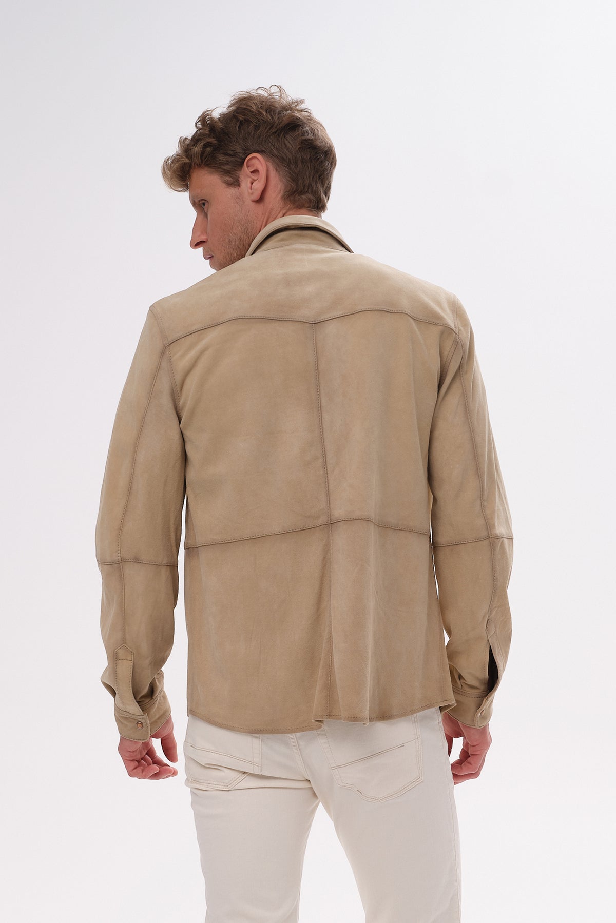ΑΝΔΡΙΚΟ SUEDE OVERSHIRT PORTOBELLO'S ΣΕ ΜΠΕΖ ΑΝΟΙΚΤΗ ΑΠΟΧΡΩΣΗ