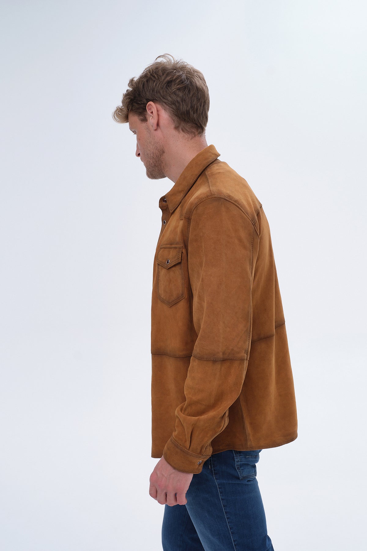 ΑΝΔΡΙΚΟ SUEDE OVERSHIRT PORTOBELLO'S ΣΕ ΤΑΜΠΑ ΑΠΟΧΡΩΣΗ