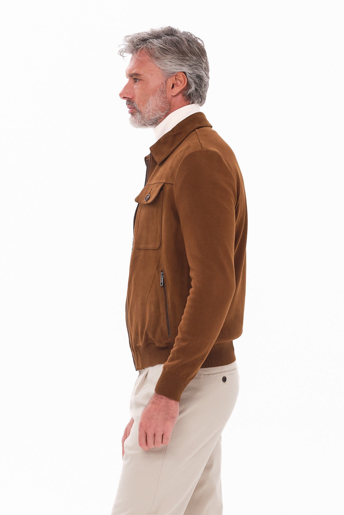 ΑΝΔΡΙΚΟ ΔΕΡΜΑΤΙΝΟ SUEDE ΤΖΑΚΕΤ MILESTONE ΣΕ ΤΑΜΠΑ ΧΡΩΜΑ REGULAR FIT