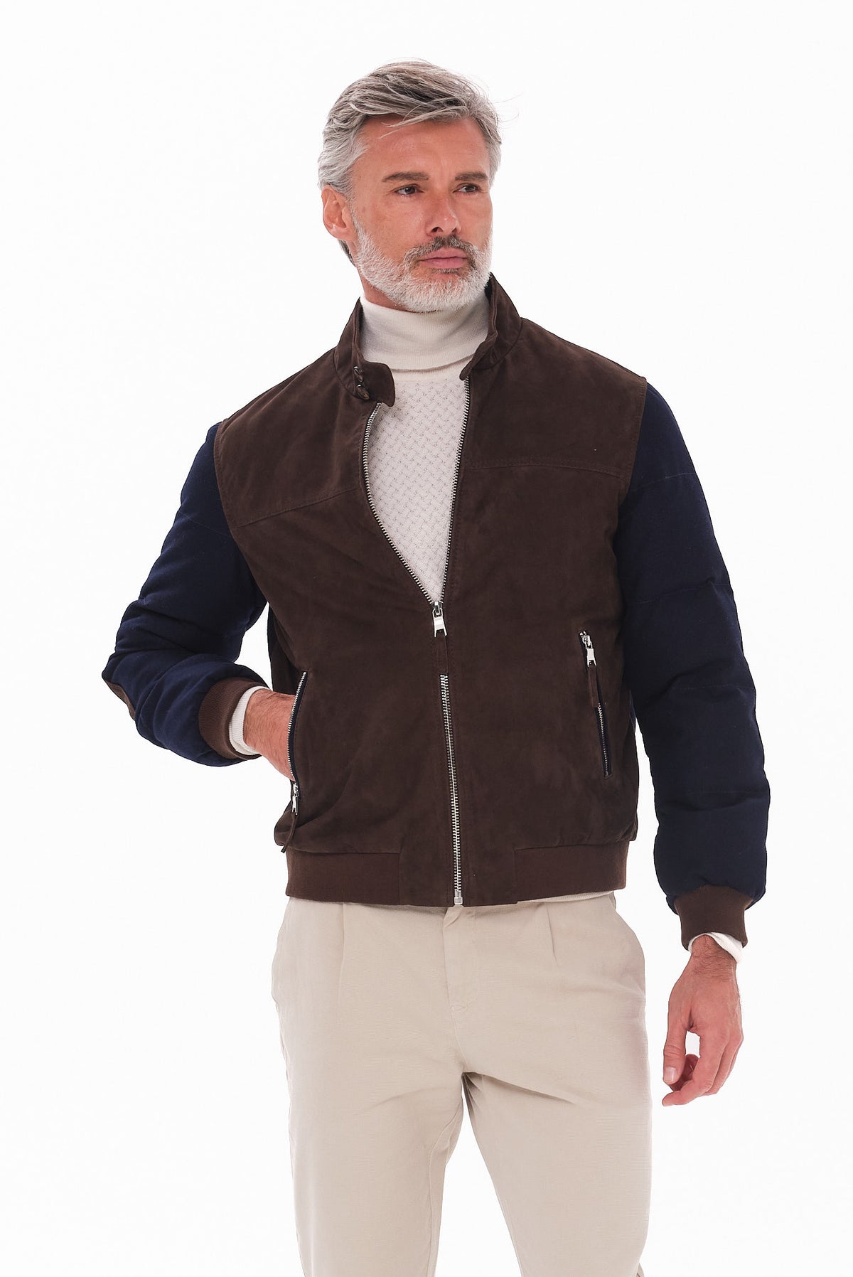 ΑΝΔΡΙΚΟ ΚΑΦΕ ΜΠΛΕ ΔΕΡΜΑΤΙΝΟ SUEDE ΤΖΑΚΕΤ PORTOBELLO'S REGULAR FIT