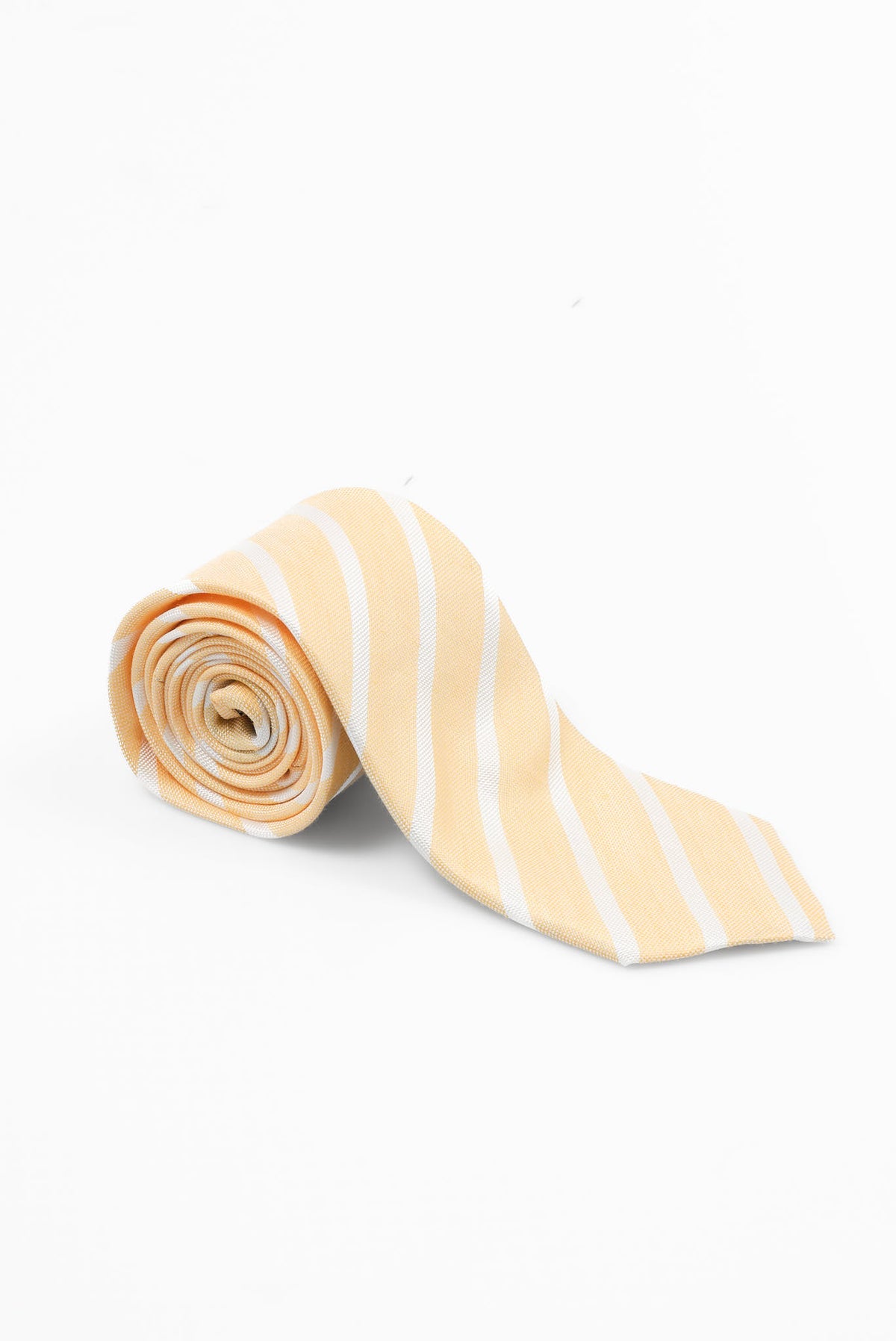 ΑΝΔΡΙΚΗ ΜΕΤΑΞΩΤΗ ΓΡΑΒΑΤΑ PORTOBELLO'S ΣΕ KITΡΙΝΟ ΧΡΩΜΑ ΚΑΙ ΛΕΥΚΕΣ ΡΙΓΕΣ