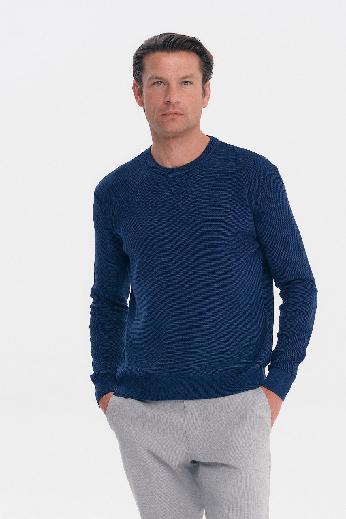 ΑΝΔΡΙΚΟ INDIGO ΕΛΑΦΡΥ ΠΛΕΚΤΟ ΜΑΚΡΥΜΑΝΙΚΟ REGULAR FIT PORTOBELLO'S