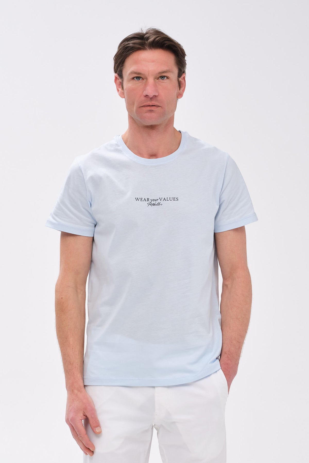 PORTOBELLO'S SIGNATURE ΣΙΕΛ T-SHIRT "WEAR YOUR VALUES" EDITION