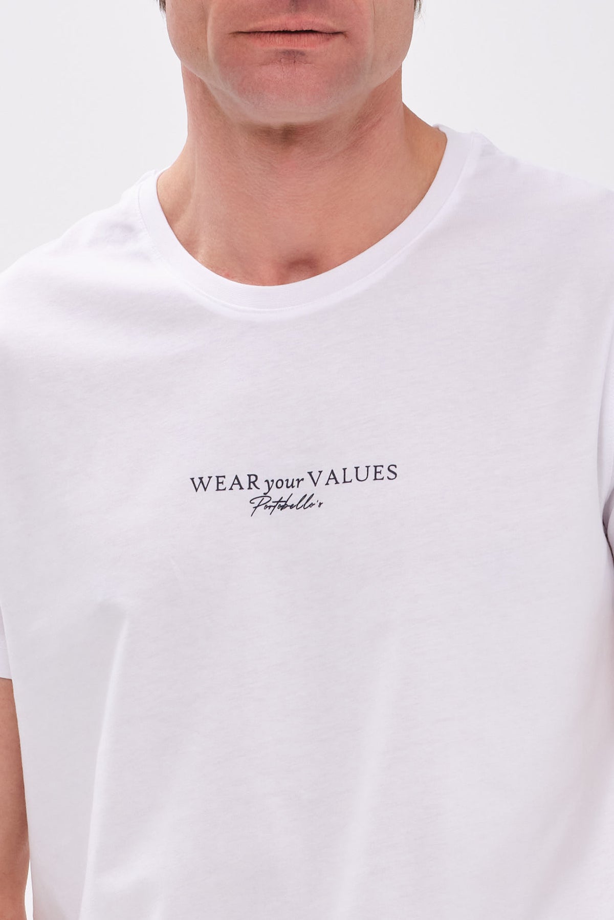 PORTOBELLO'S SIGNATURE ΛΕΥΚΟ T-SHIRT "WEAR YOUR VALUES" EDITION