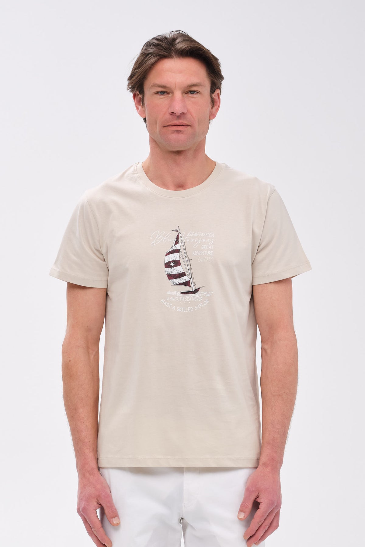 PORTOBELLO'S ΜΠΕΖ ΣΚΟΥΡΟ NAUTICAL T-SHIRT "BLUE HORIZONS" EDITION