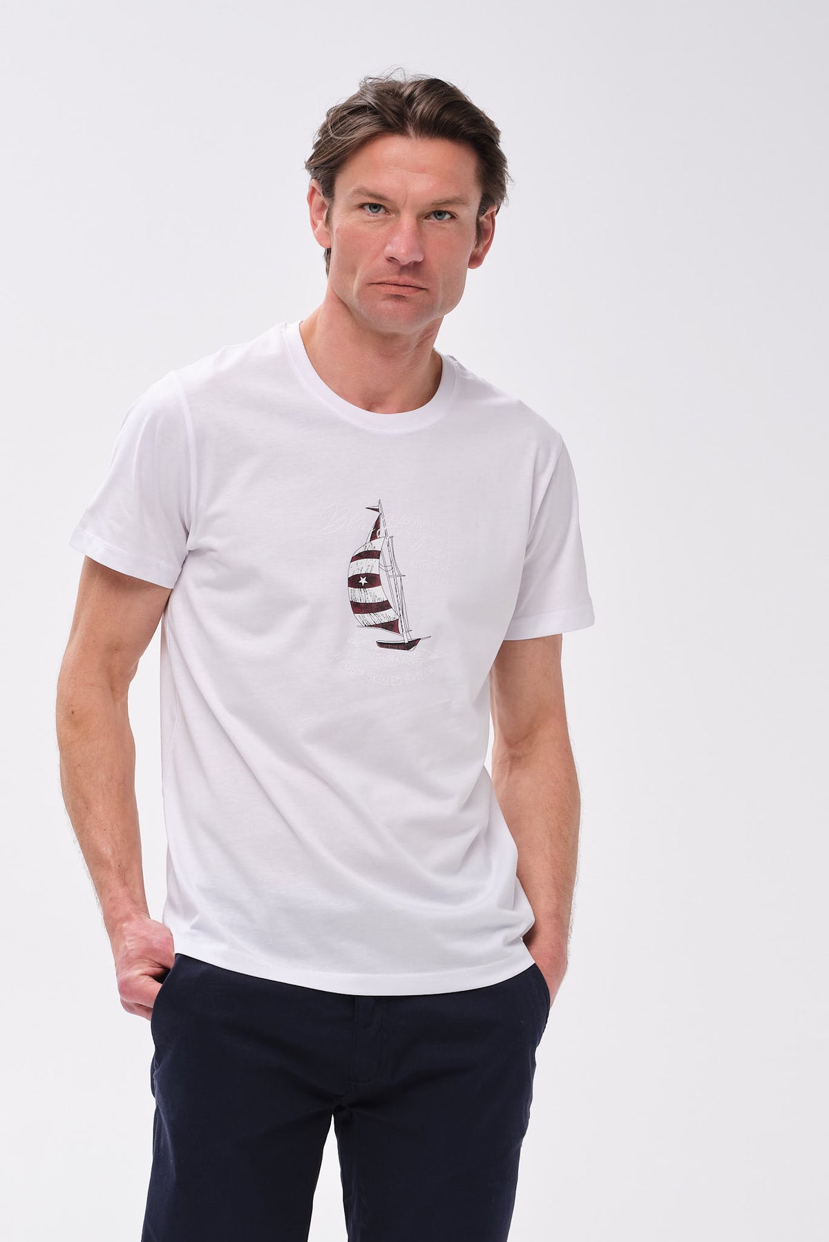 PORTOBELLO'S ΛΕΥΚΟ NAUTICAL T-SHIRT "BLUE HORIZONS" EDITION