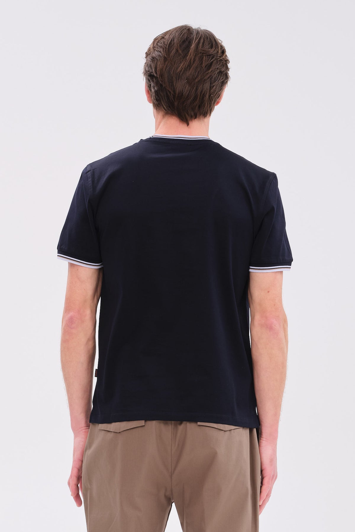 PORTOBELLO'S NAVY ESSENTIAL T-SHIRT ΜΕ REFINED ΔΙΠΛΗ ΓΡΑΜΜΗ