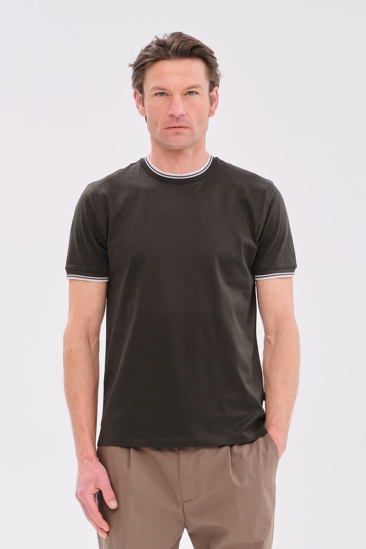 PORTOBELLO'S ΛΑΔΙ ESSENTIAL T-SHIRT ΜΕ REFINED ΔΙΠΛΗ ΓΡΑΜΜΗ