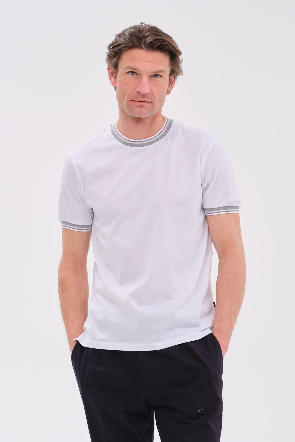 PORTOBELLO'S ΛΕΥΚΟ ESSENTIAL T-SHIRT ΜΕ REFINED ΔΙΠΛΗ ΓΡΑΜΜΗ