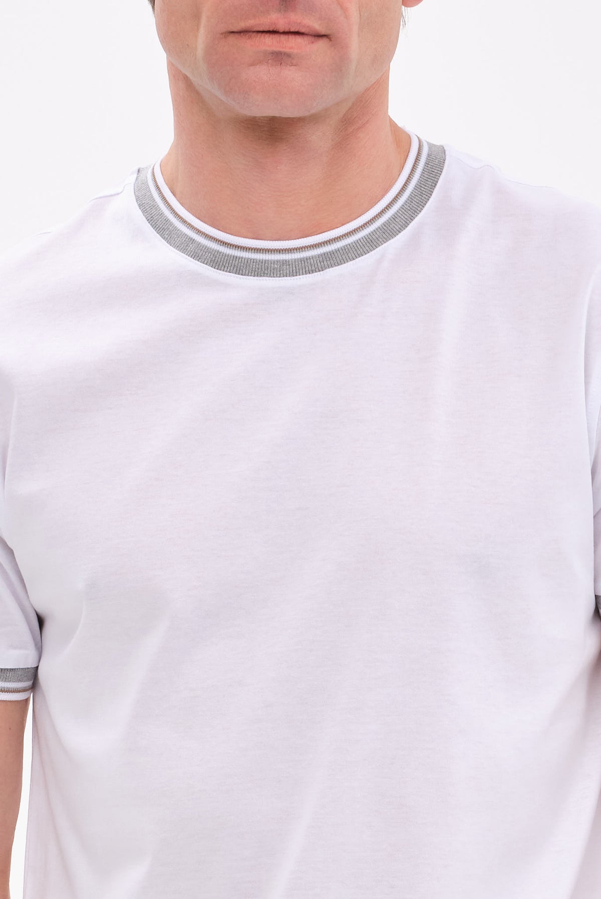 PORTOBELLO'S ΛΕΥΚΟ ESSENTIAL T-SHIRT ΜΕ REFINED ΔΙΠΛΗ ΓΡΑΜΜΗ