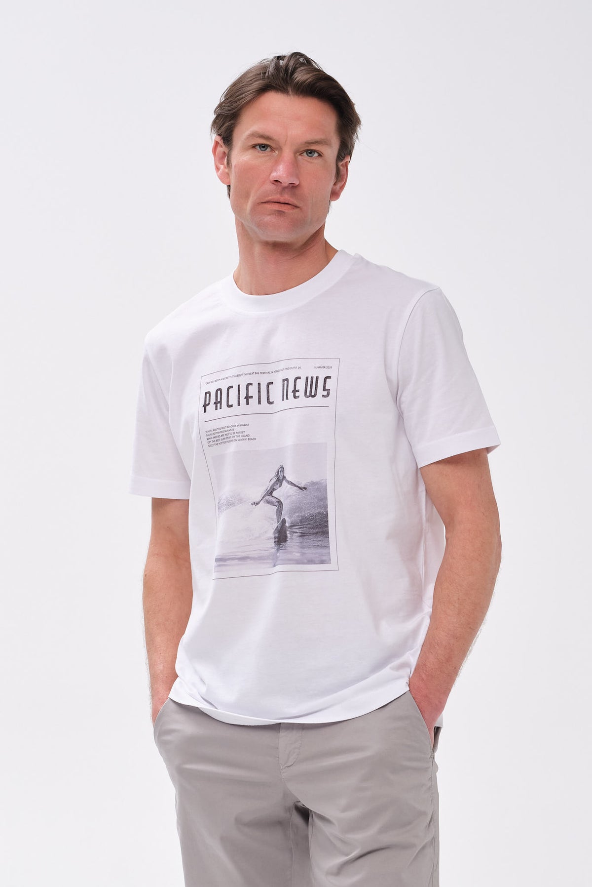 ΑΝΔΡΙΚΟ ΑΣΠΡΟ ΚΟΝΤΟΜΑΝΙΚΟ T-SHIRT JOOP REGULAR FIT