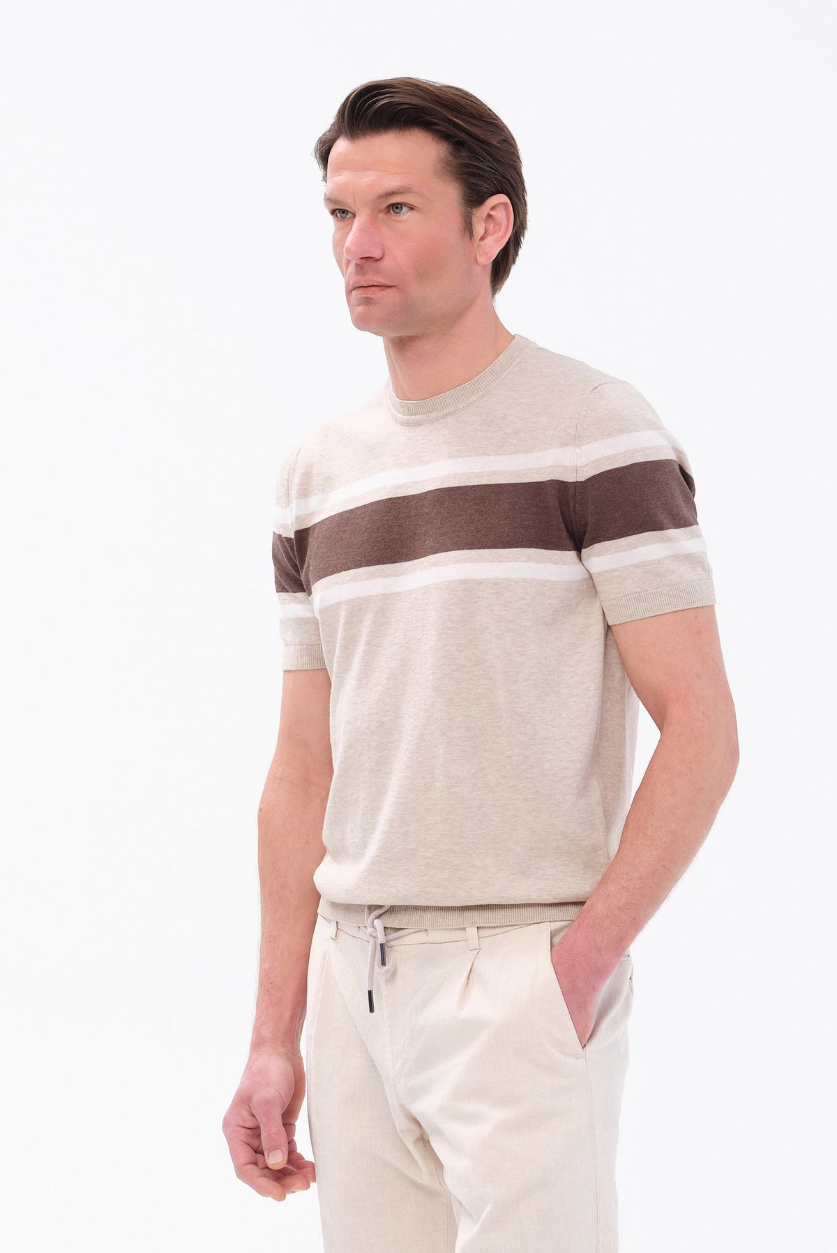 ΑΝΔΡΙΚΟ ΜΠΕΖ ΣΚΟΥΡΟ Τ-SHIRT PORTOBELLO'S ΜΕ ΚΑΦΕ ΡΙΓΑ REGULAR FIT