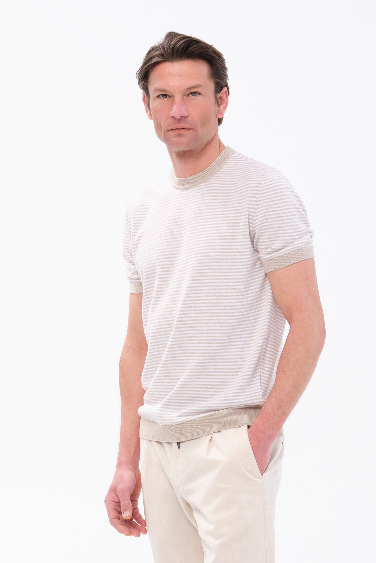 ΑΝΔΡΙΚΟ ΜΠΕΖ ΣΚΟΥΡΟ ΡΙΓΕ Τ-SHIRT PORTOBELLO'S REGULAR FIT
