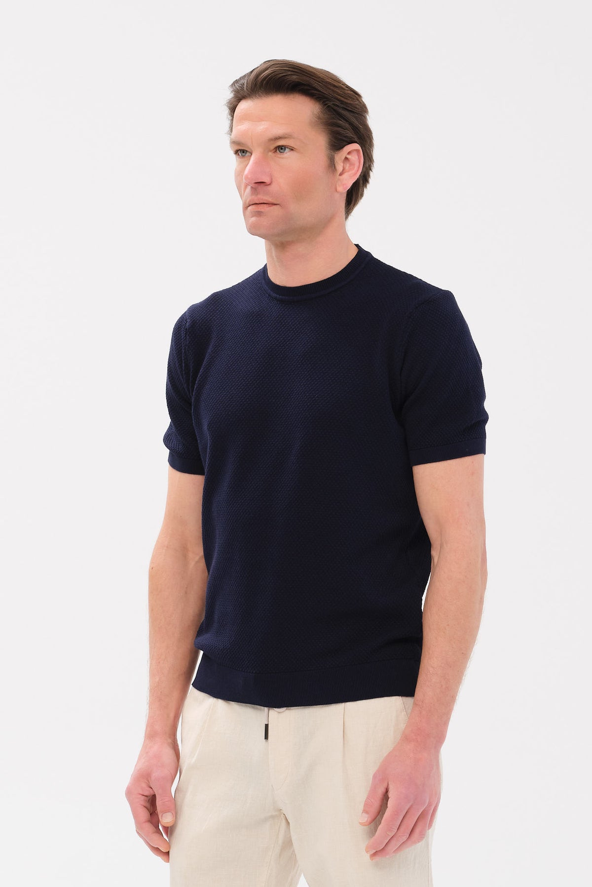 ΑΝΔΡΙΚΟ ΜΠΛΕ Τ-SHIRT PORTOBELLO'S ΜΕ ΜΙΚΡΟΣΧΕΔΙΟ ΣΤΗΝ ΠΛΕΞΗ REGULAR FIT