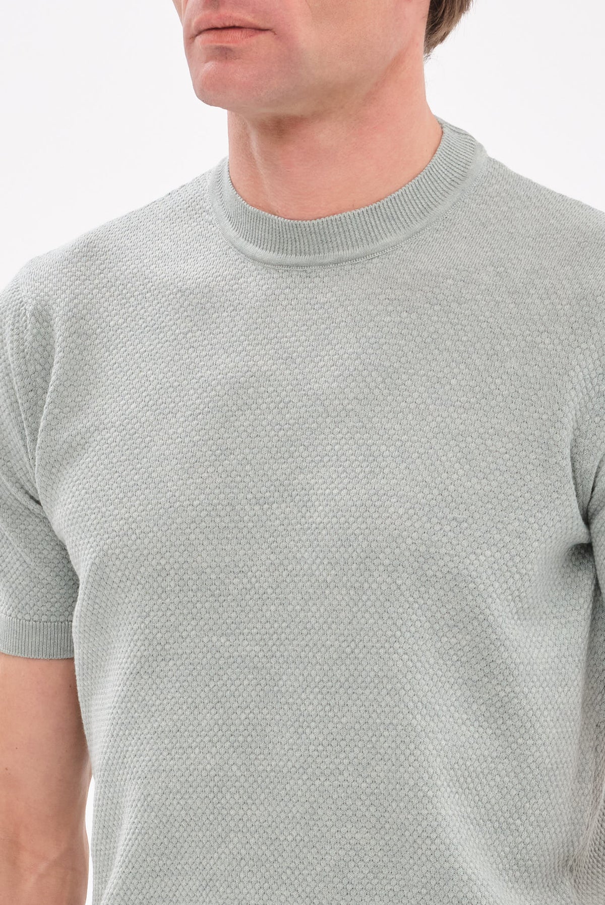 ΑΝΔΡΙΚΟ Τ-SHIRT PORTOBELLO'S ΜΕ ΜΙΚΡΟΣΧΕΔΙΟ ΣΤΗΝ ΠΛΕΞΗ ΧΡΩΜΑ ΜΕΝΤΑΣ REGULAR FIT