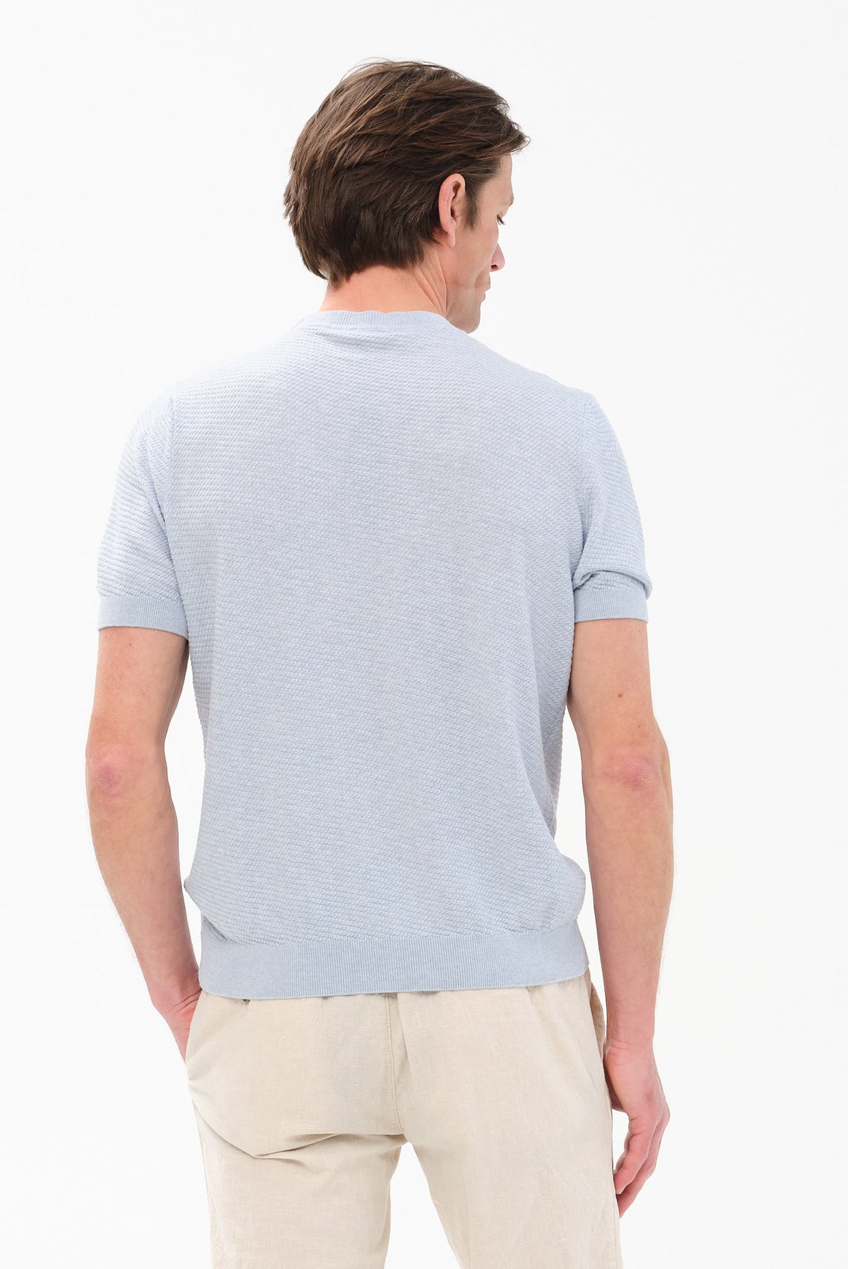 ΑΝΔΡΙΚΟ ΣΙΕΛ Τ-SHIRT PORTOBELLO'S ΜΕ ΑΝΑΓΛΥΦΗ ΠΛΕΞΗ REGULAR FIT