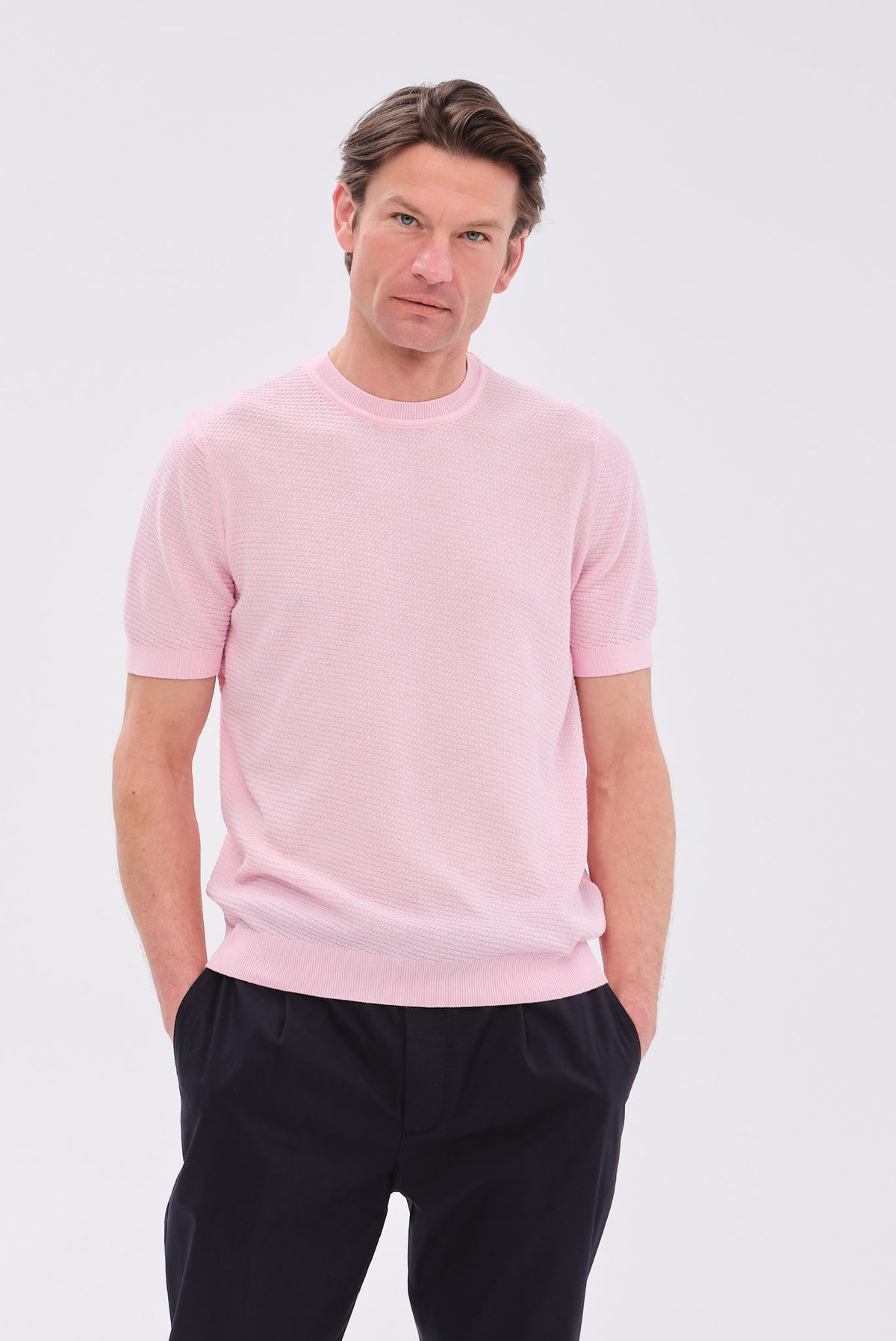 ΑΝΔΡΙΚΟ ΡΟΖ Τ-SHIRT PORTOBELLO'S ΜΕ ΑΝΑΓΛΥΦΗ ΠΛΕΞΗ REGULAR FIT