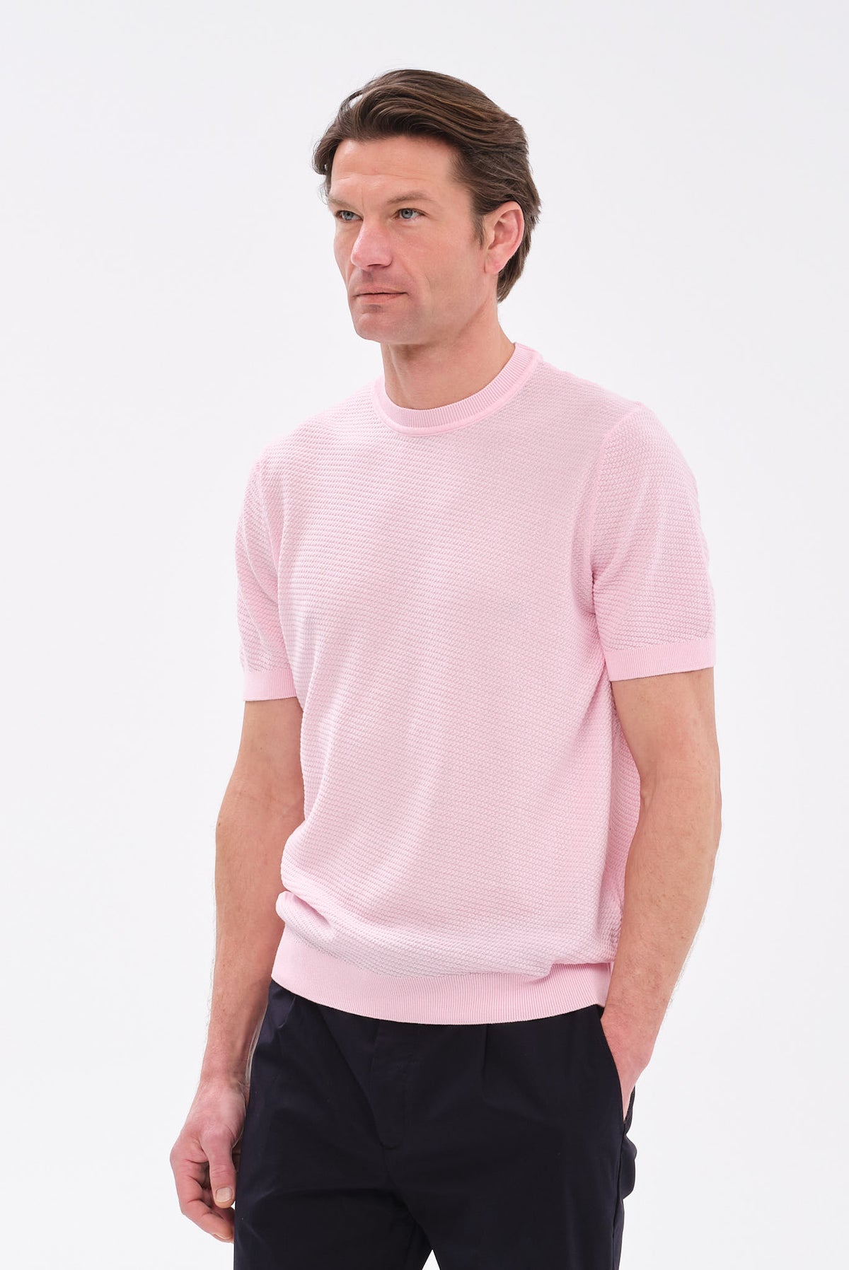 ΑΝΔΡΙΚΟ ΡΟΖ Τ-SHIRT PORTOBELLO'S ΜΕ ΑΝΑΓΛΥΦΗ ΠΛΕΞΗ REGULAR FIT