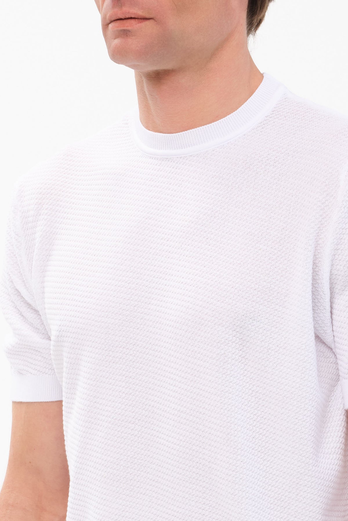 ΑΝΔΡΙΚΟ ΛΕΥΚΟ Τ-SHIRT PORTOBELLO'S ΜΕ ΑΝΑΓΛΥΦΗ ΠΛΕΞΗ REGULAR FIT