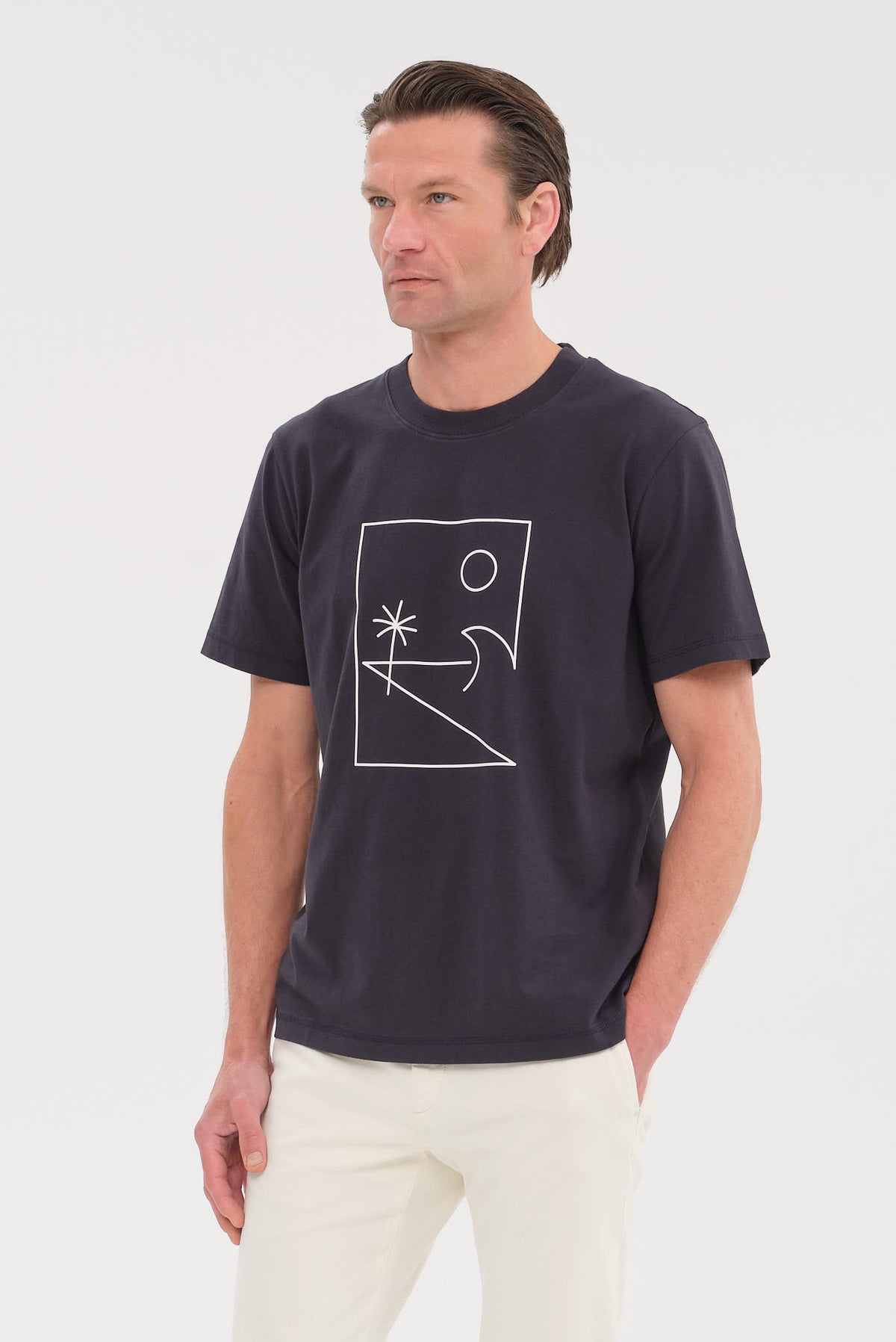 ΑΝΔΡΙΚO ΜΠΛΕ KONTOMANIKO T-SHIRT JOOP ΜΕ ΛΑΙΜΟΚΟΨΗ REGULAR FIT