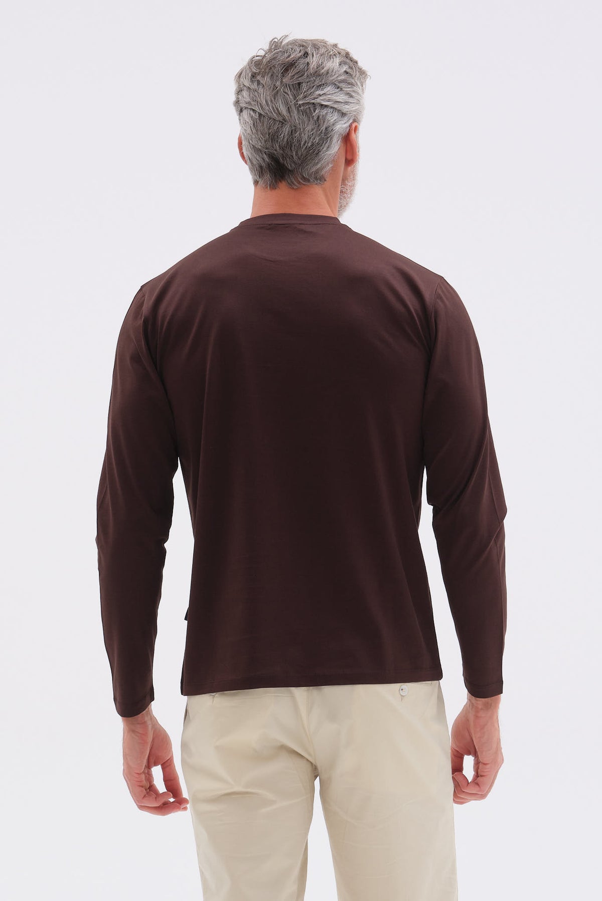 ΑΝΔΡΙΚΟ ΚΑΦΕ ΜΟΝΟΧΡΩΜΟ ΜΑΚΡΥΜΑΝΙΚΟ T-SHIRT PORTOBELLO'S