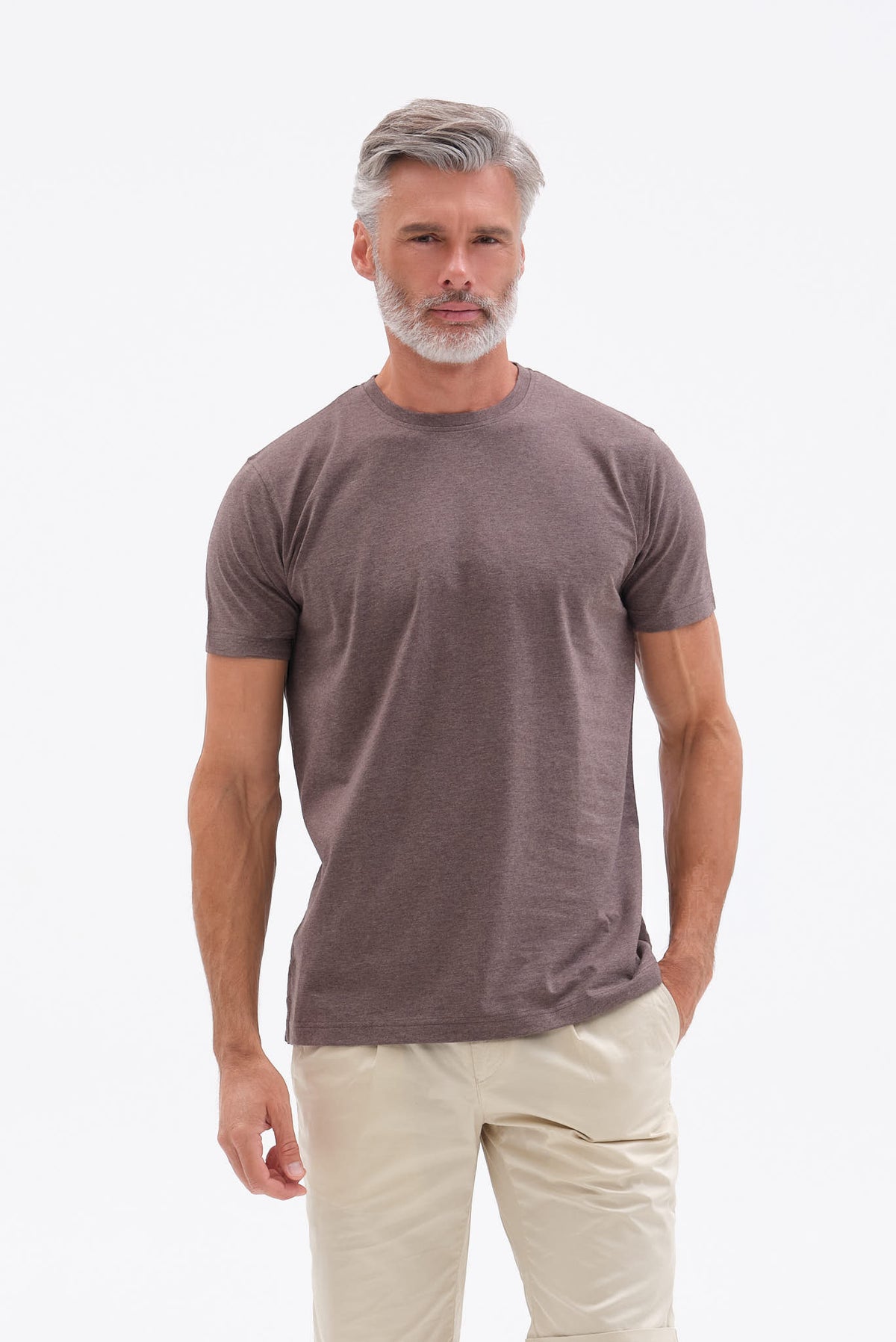 ΑΝΔΡΙΚΟ ΚΑΦΕ ΚΟΝΤΟΜΑΝΙΚΟ T-SHIRT PORTOBELLO'S ΜΕ BIO SILKY FINISH