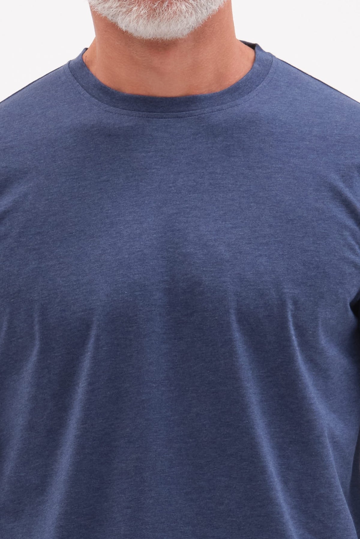 ΑΝΔΡΙΚΟ ΜΠΛΕ INDIGO ΜΟΝΟΧΡΩΜΟ ΜΑΚΡΥΜΑΝΙΚΟ T-SHIRT PORTOBELLO'S
