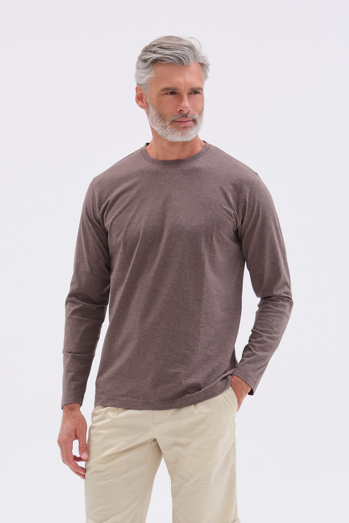 ΑΝΔΡΙΚΟ ΚΑΦΕ ΜΟΝΟΧΡΩΜΟ ΜΑΚΡΥΜΑΝΙΚΟ T-SHIRT PORTOBELLO'S