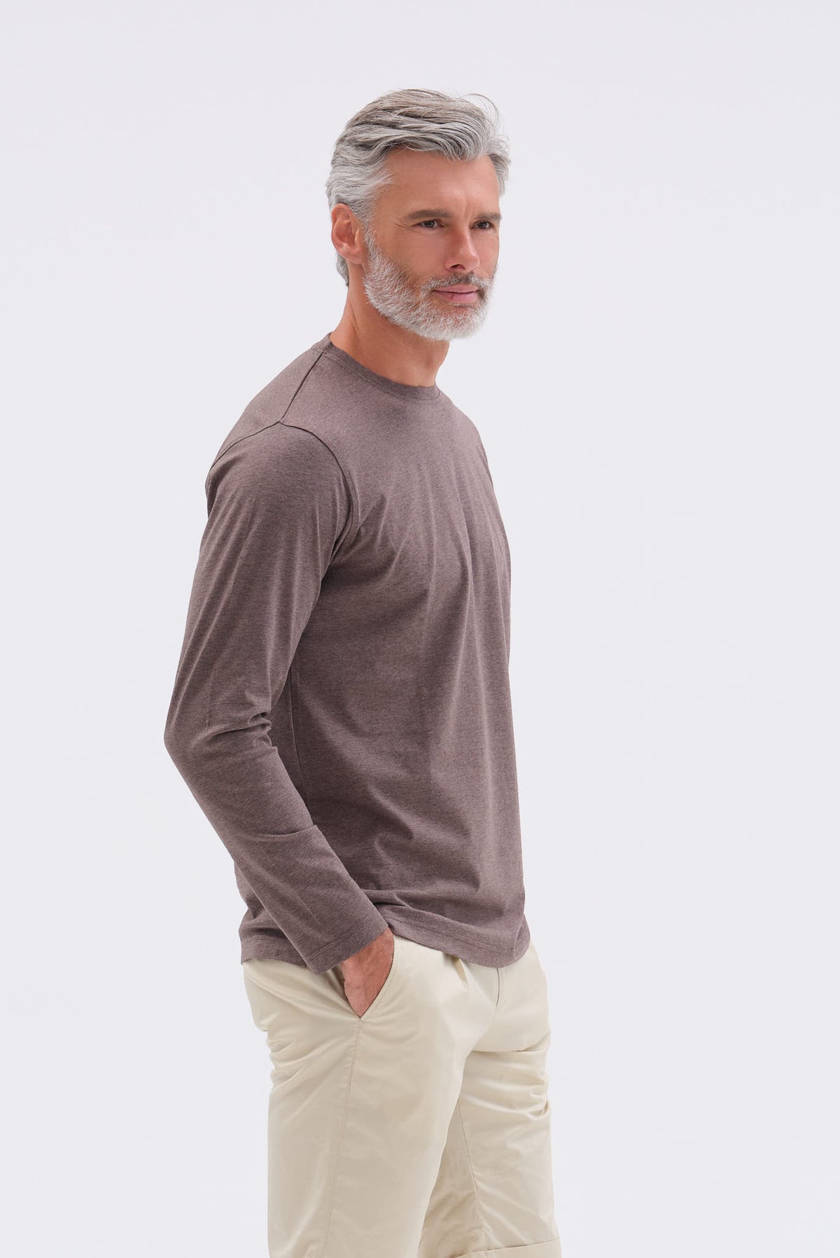 ΑΝΔΡΙΚΟ ΚΑΦΕ ΜΟΝΟΧΡΩΜΟ ΜΑΚΡΥΜΑΝΙΚΟ T-SHIRT PORTOBELLO'S