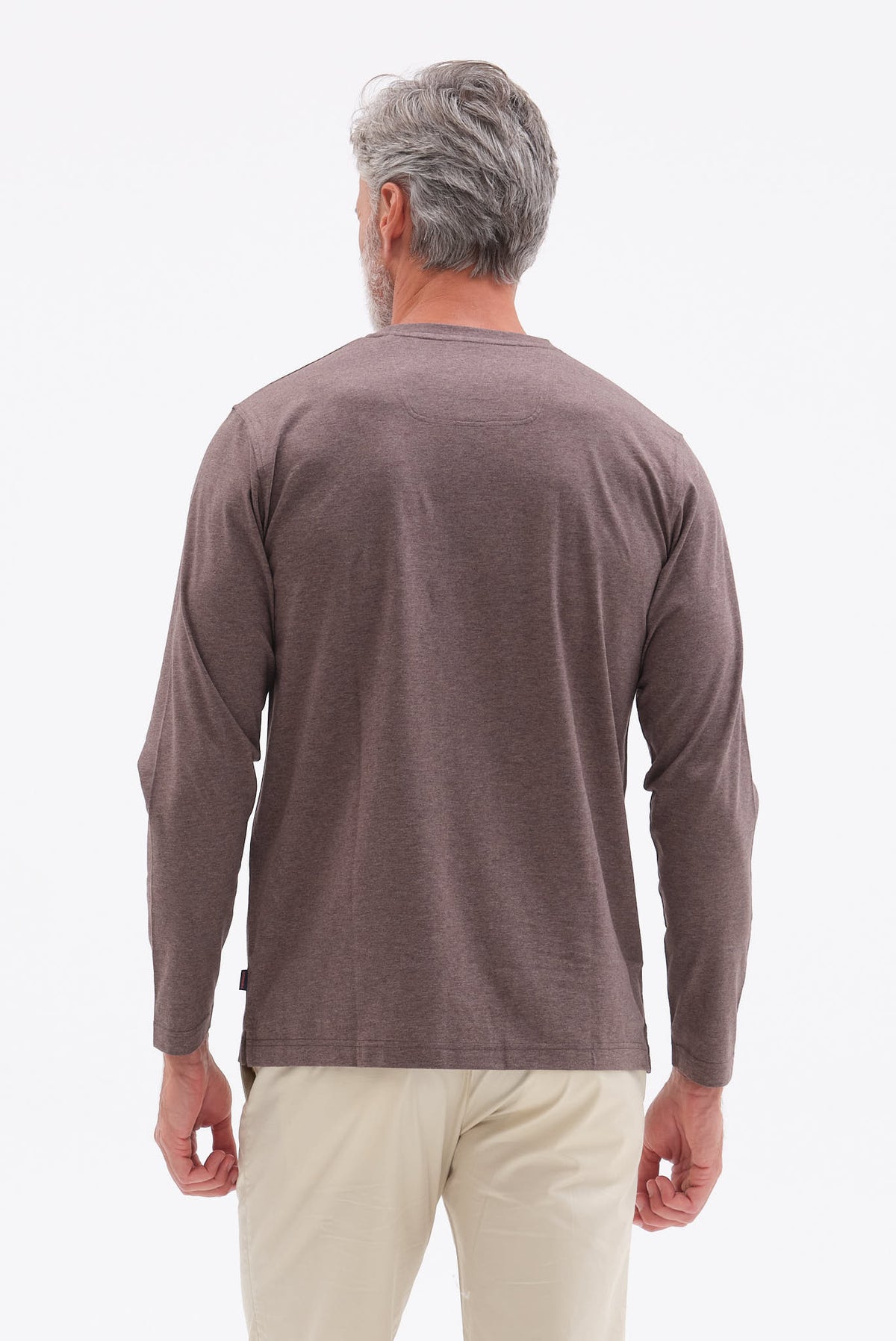 ΑΝΔΡΙΚΟ ΚΑΦΕ ΜΟΝΟΧΡΩΜΟ ΜΑΚΡΥΜΑΝΙΚΟ T-SHIRT PORTOBELLO'S