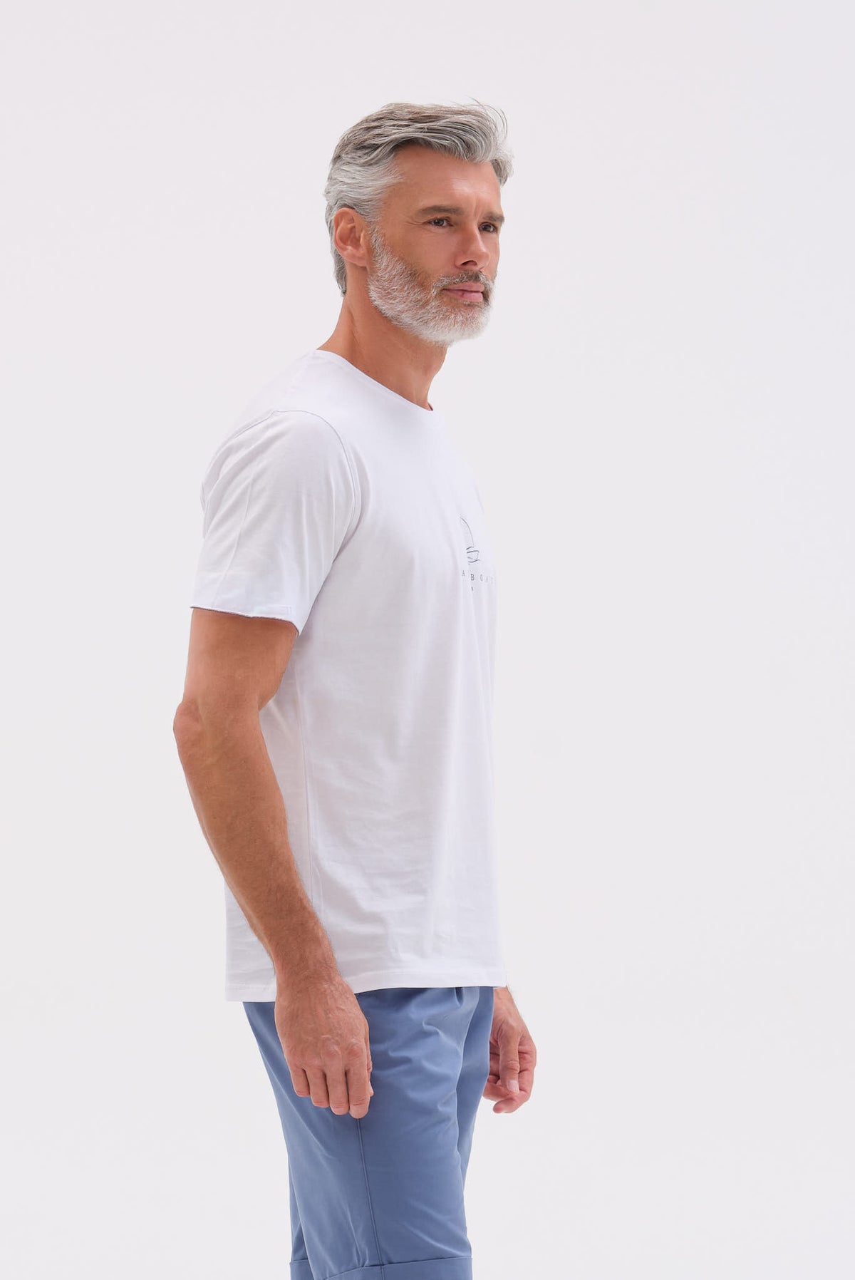 ΑΝΔΡΙΚΟ ΛΕΥΚΟ ΚΟΝΤΟΜΑΝΙΚΟ T-SHIRT PORTOBELLO'S ME ΣΤΑΜΠΑ SAIL BOAT