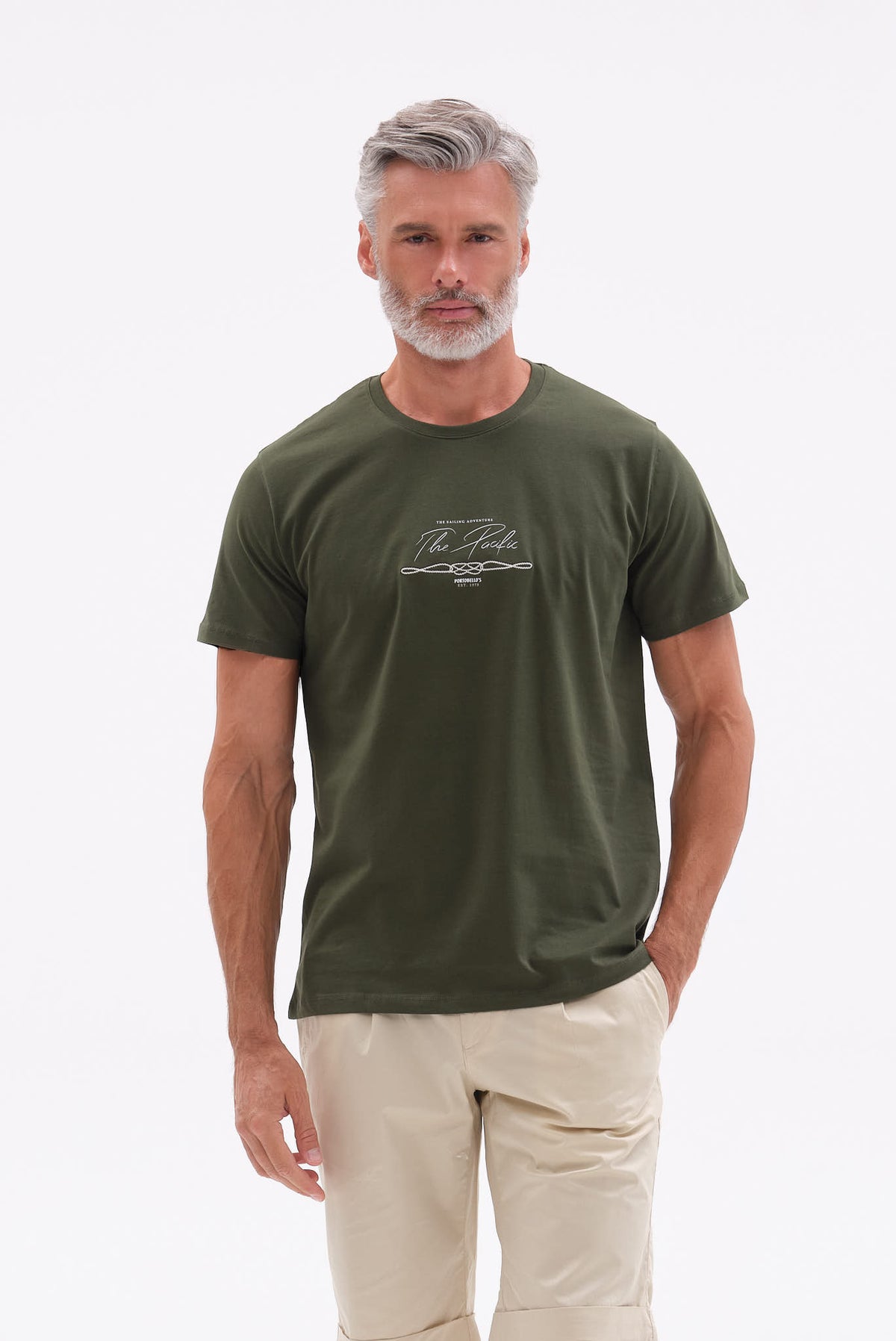 ΑΝΔΡΙΚΟ ΛΑΔΙ ΚΟΝΤΟΜΑΝΙΚΟ T-SHIRT PORTOBELLO'S ME ΣΤΑΜΠΑ THE PACIFIC