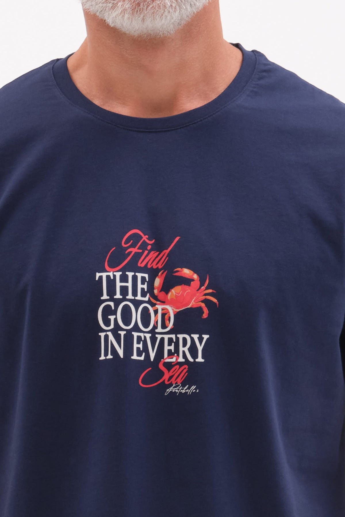 ΑΝΔΡΙΚΟ ΜΠΛΕ ΚΟΝΤΟΜΑΝΙΚΟ T-SHIRT PORTOBELLO'S ME ΣΤΑΜΠΑ FIND THE GOOD IN EVERY SEA