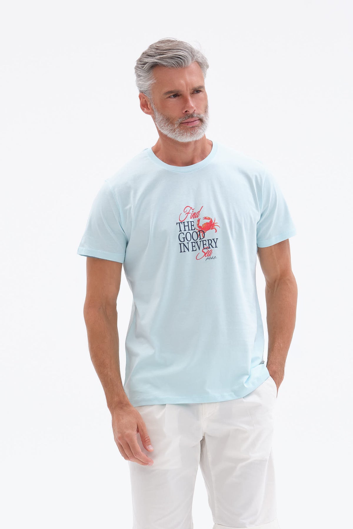 ΑΝΔΡΙΚΟ ΟΙΝΟΠΝΕΥΜΑΤΙ ΚΟΝΤΟΜΑΝΙΚΟ T-SHIRT PORTOBELLO'S ME ΣΤΑΜΠΑ FIND THE GOOD IN EVERY SEA