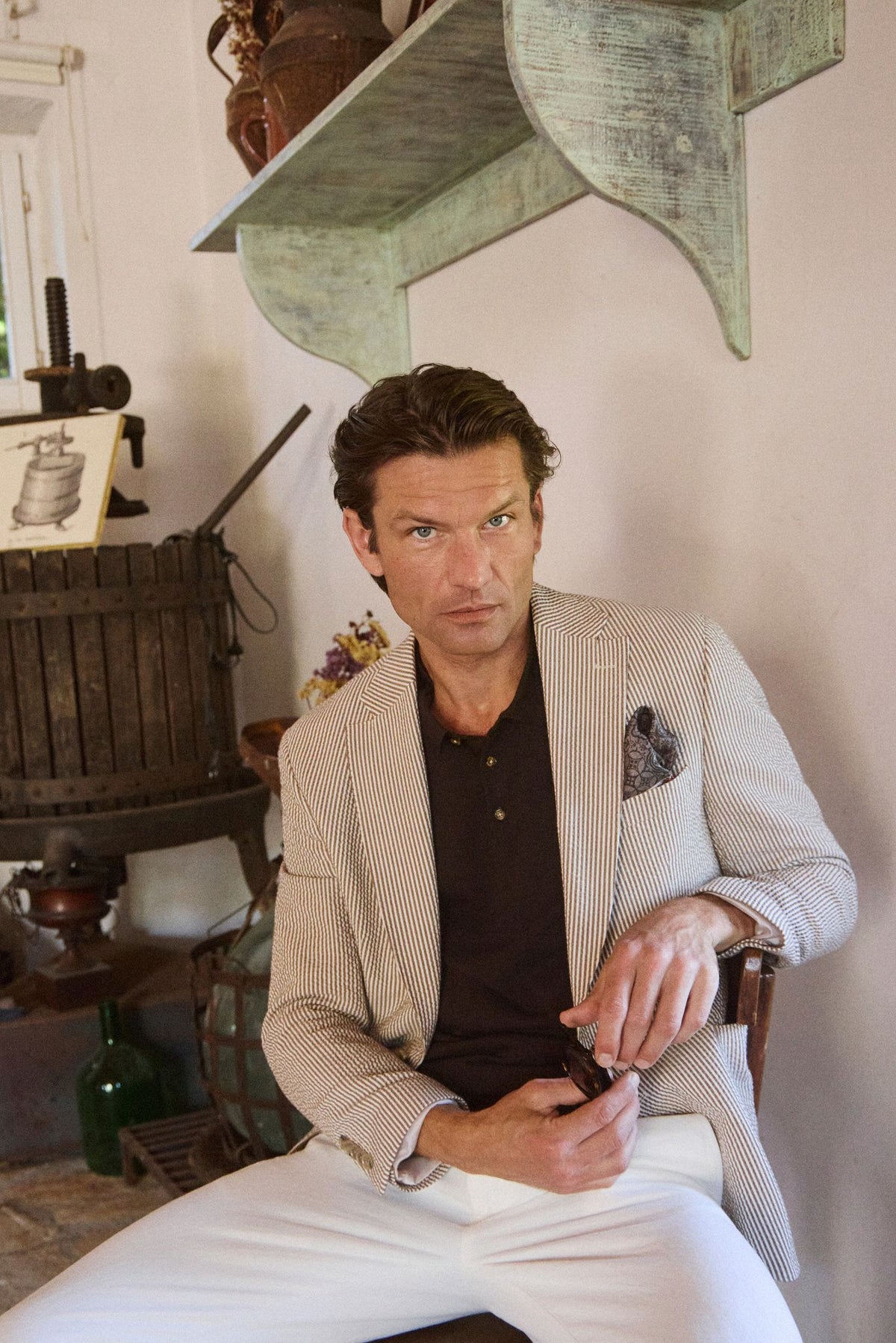ΑΝΔΡΙΚΟ ΡΙΓΕ ΚΑΦΕ ΣΑΚΑΚΙ PORTOBELLO'S SLIM FIT ΣΕ ΥΦΑΣΜΑ LEOMASTER