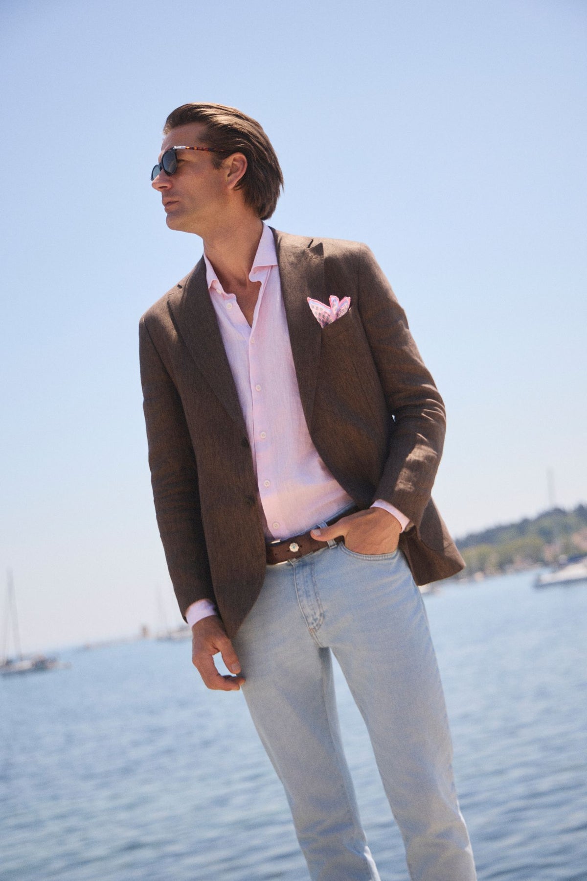 ΑΝΔΡΙΚΟ ΛΙΝΟ ΚΑΦΕ ΣΑΚΑΚΙ PORTOBELLO'S SLIM FIT ΣΕ ΥΦΑΣΜΑ LEOMASTER