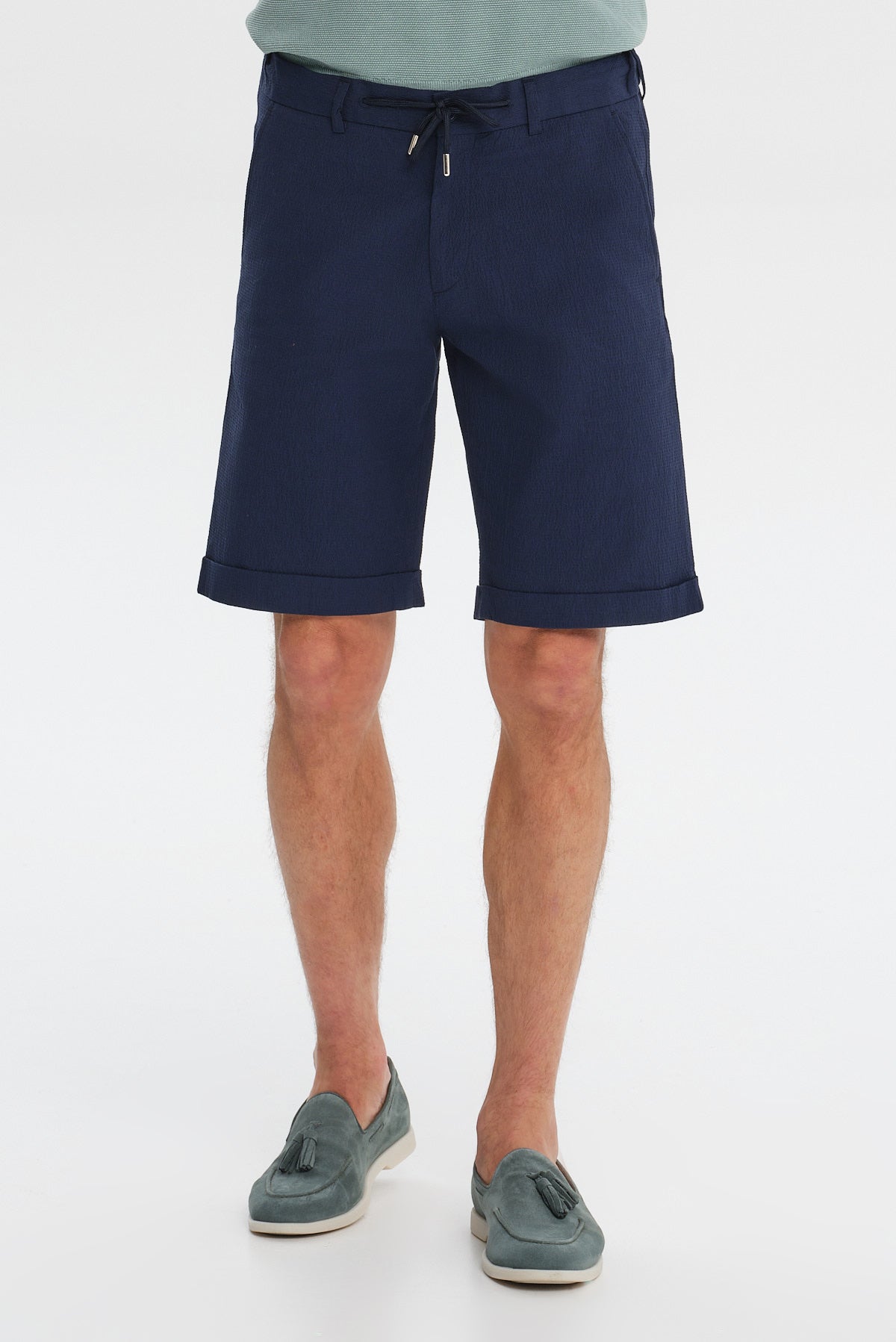 ΑΝΔΡΙΚΗ ΜΠΛΕ ΒΕΡΜΟΥΔΑ CHINOS SLIM FIT PORTOBELLO'S ΜΕ ΚΟΡΔΟΝΙ