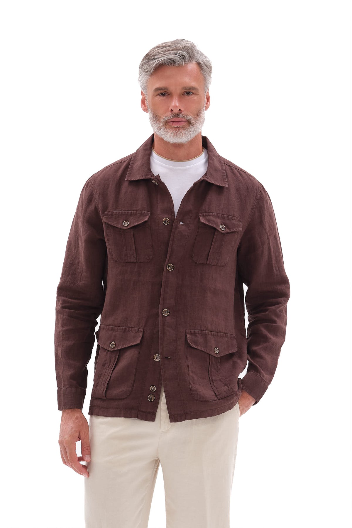 ΑΝΔΡΙΚΟ ΚΑΦΕ ΛΙΝΟ SAFARI OVERSHIRT PORTOBELLO'S REGULAR FIT