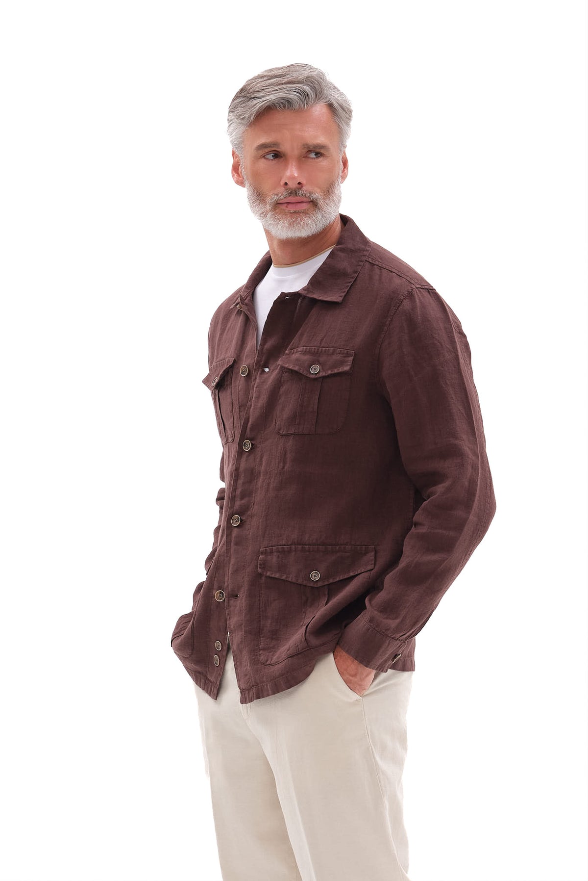 ΑΝΔΡΙΚΟ ΚΑΦΕ ΛΙΝΟ SAFARI OVERSHIRT PORTOBELLO'S REGULAR FIT