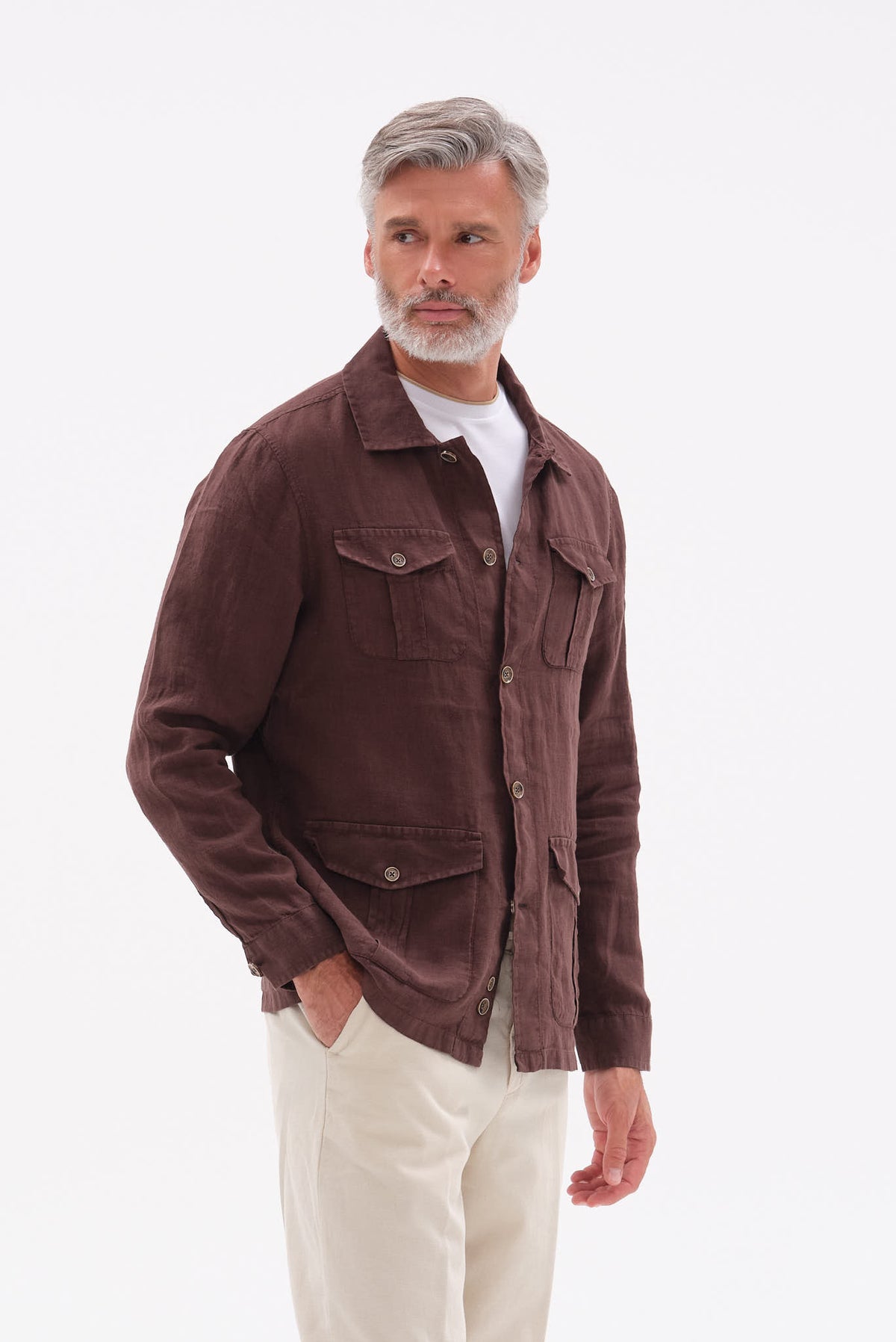 ΑΝΔΡΙΚΟ ΚΑΦΕ ΛΙΝΟ SAFARI OVERSHIRT PORTOBELLO'S REGULAR FIT