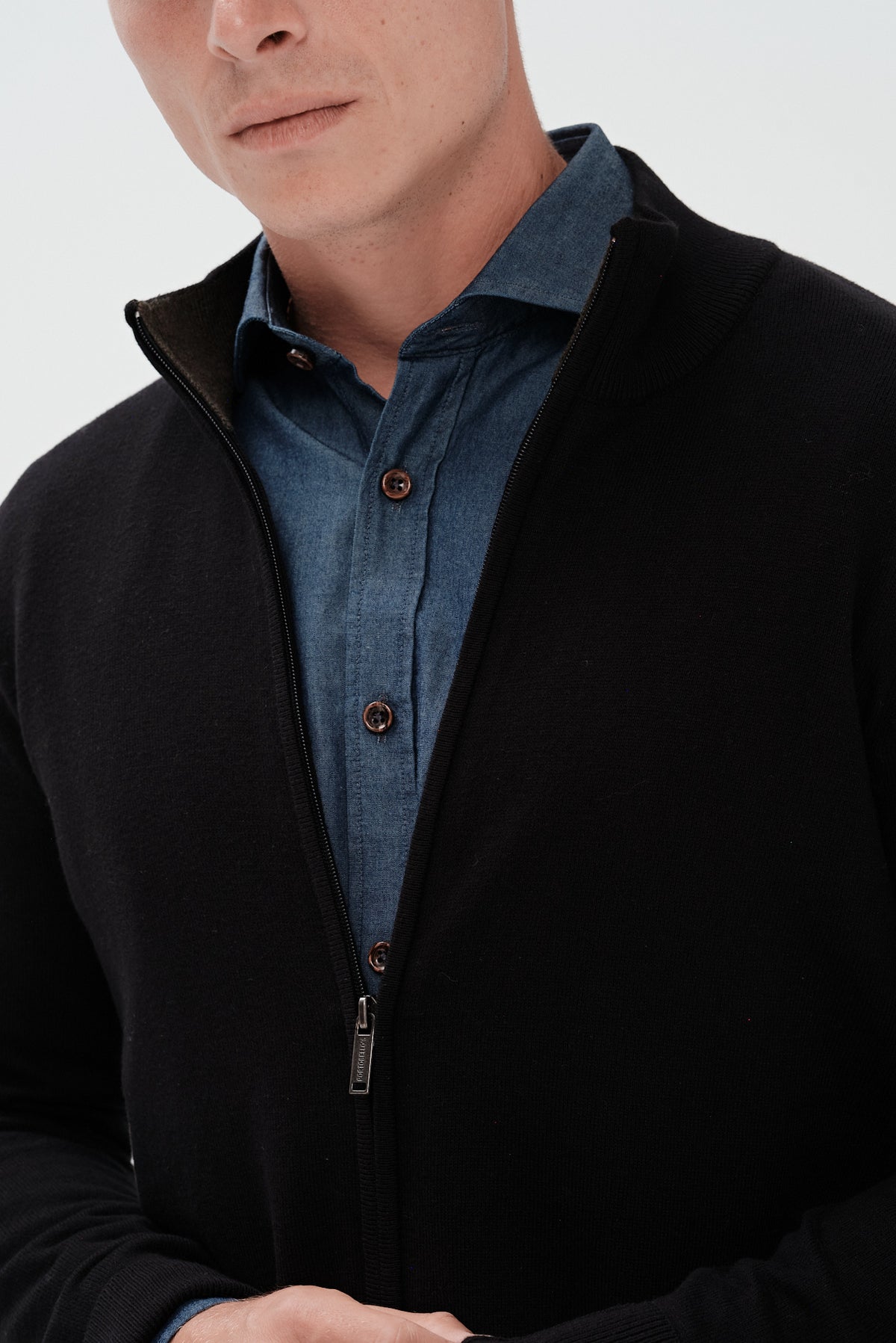ΑΝΔΡΙΚΗ ΜΑΥΡΗ ΖΑΚΕΤΑ CARDIGAN PORTOBELLO'S REGULAR FIT