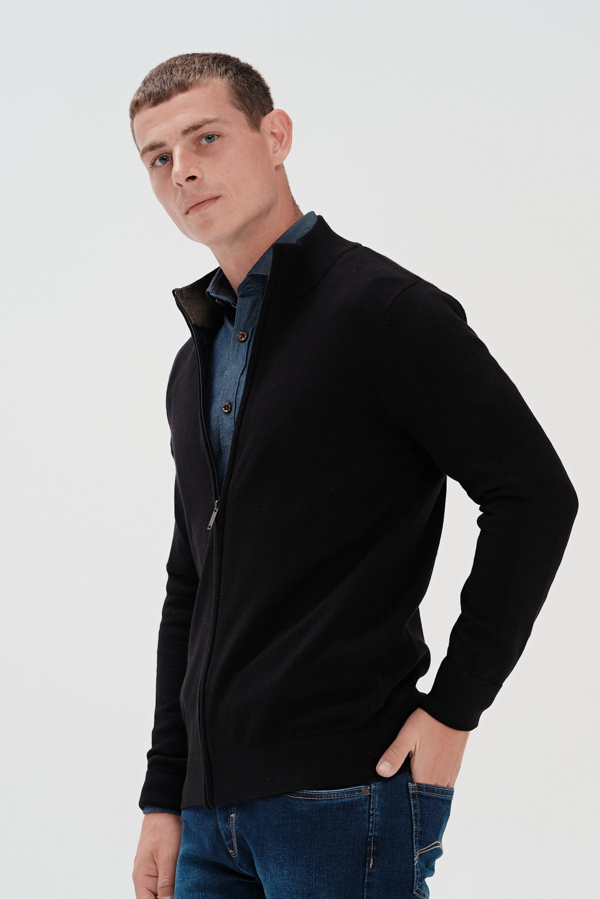 ΑΝΔΡΙΚΗ ΜΑΥΡΗ ΖΑΚΕΤΑ CARDIGAN PORTOBELLO'S REGULAR FIT