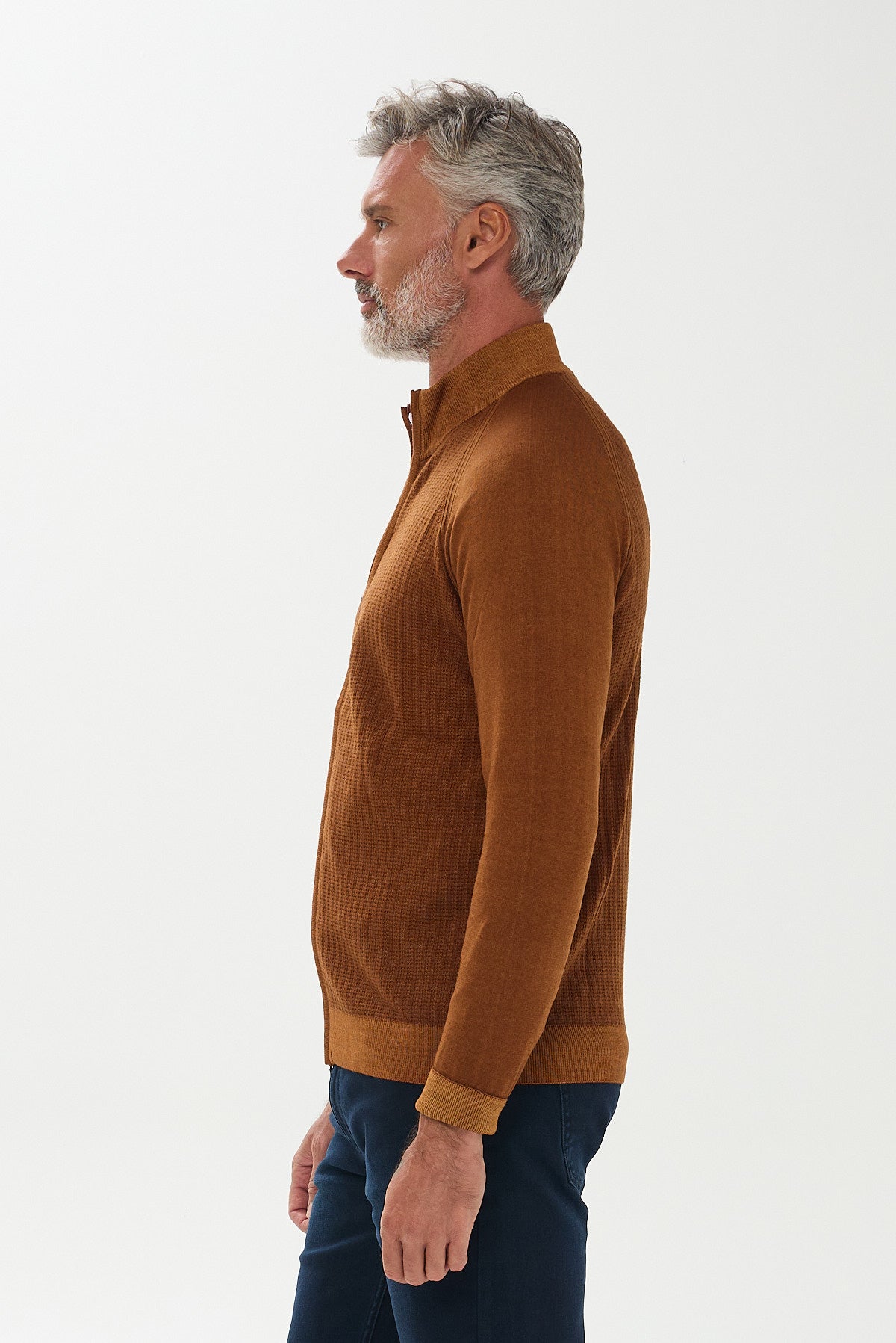 ΑΝΔΡΙΚΗ ΜΑΛΛΙΝΗ ΖΑΚΕΤΑ CARDIGAN PORTOBELLO'S ΣΕ ΤΑΜΠΑ ΧΡΩΜΑ REGULAR FIT