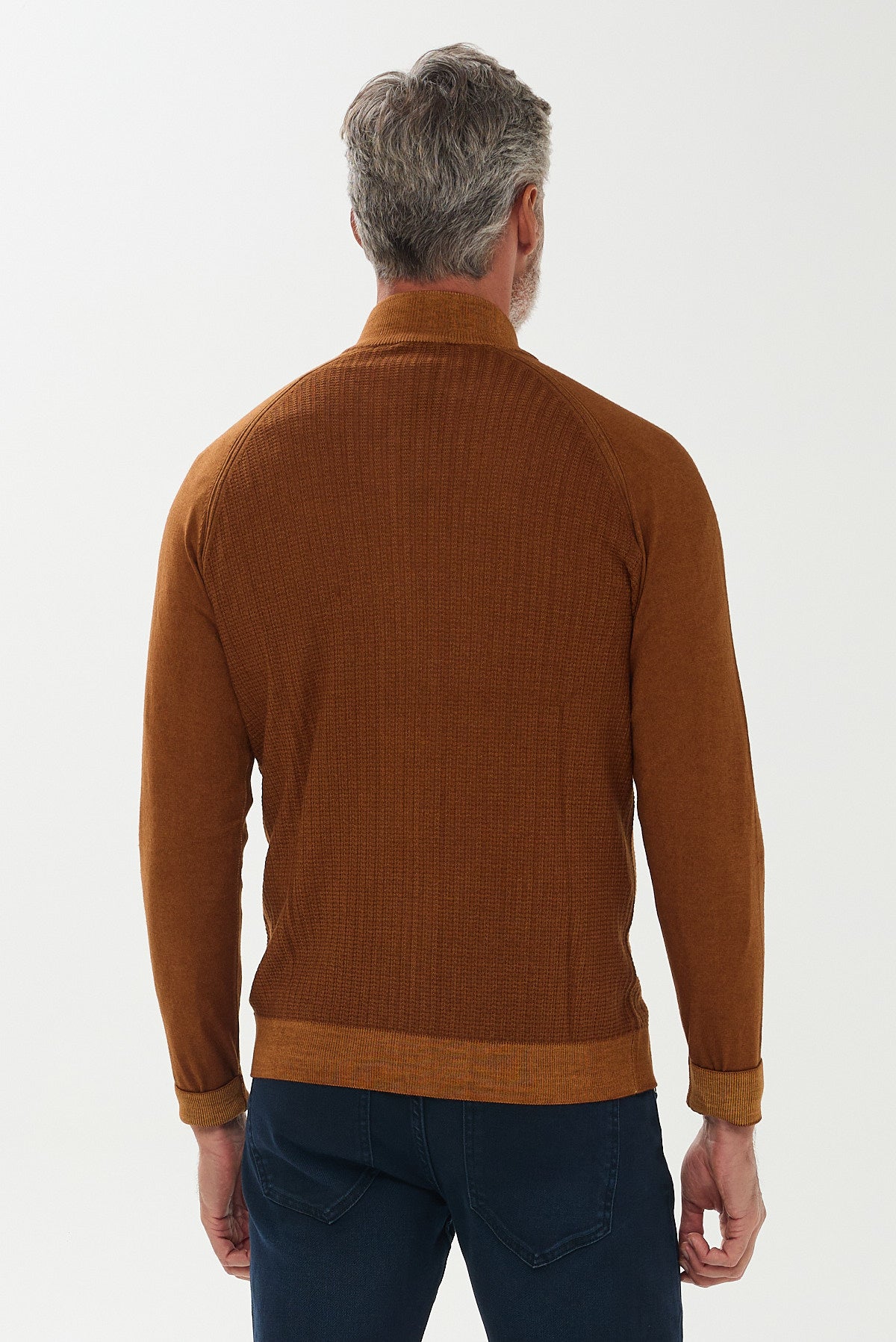 ΑΝΔΡΙΚΗ ΜΑΛΛΙΝΗ ΖΑΚΕΤΑ CARDIGAN PORTOBELLO'S ΣΕ ΤΑΜΠΑ ΧΡΩΜΑ REGULAR FIT