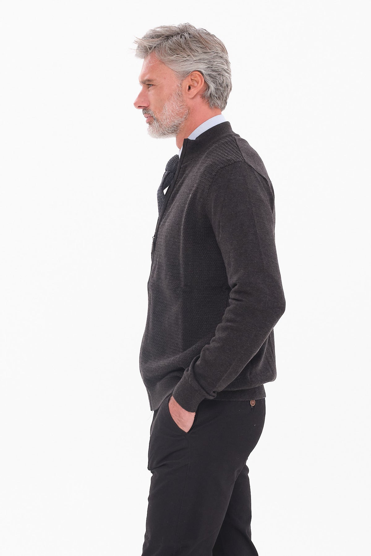 ΑΝΔΡΙΚΗ ΖΑΚΕΤΑ ΣΤΟ ΧΡΩΜΑ ΤΟΥ ΓΡΑΦΙΤΗ CARDIGAN LES GENT'S REGULAR FIT ΜΕ ΜΙΚΡΟΣΧΕΔΙΟ