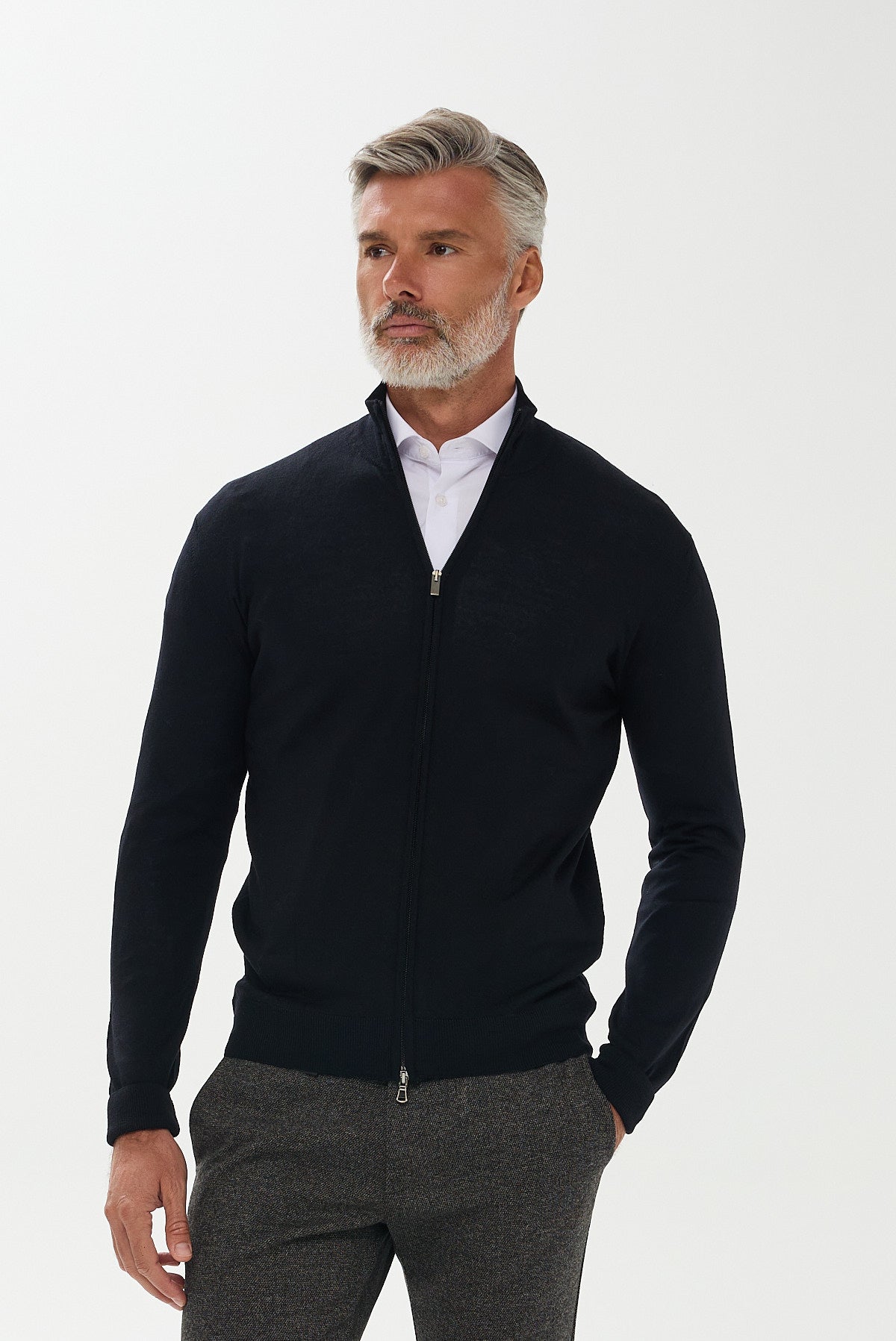 ΑΝΔΡΙΚΗ ΜΑΛΛΙΝΗ ΖΑΚΕΤΑ CARDIGAN ΣΕ ΜΑΥΡΟ ΧΡΩΜΑ PORTOBELLO'S  REGULAR FIT