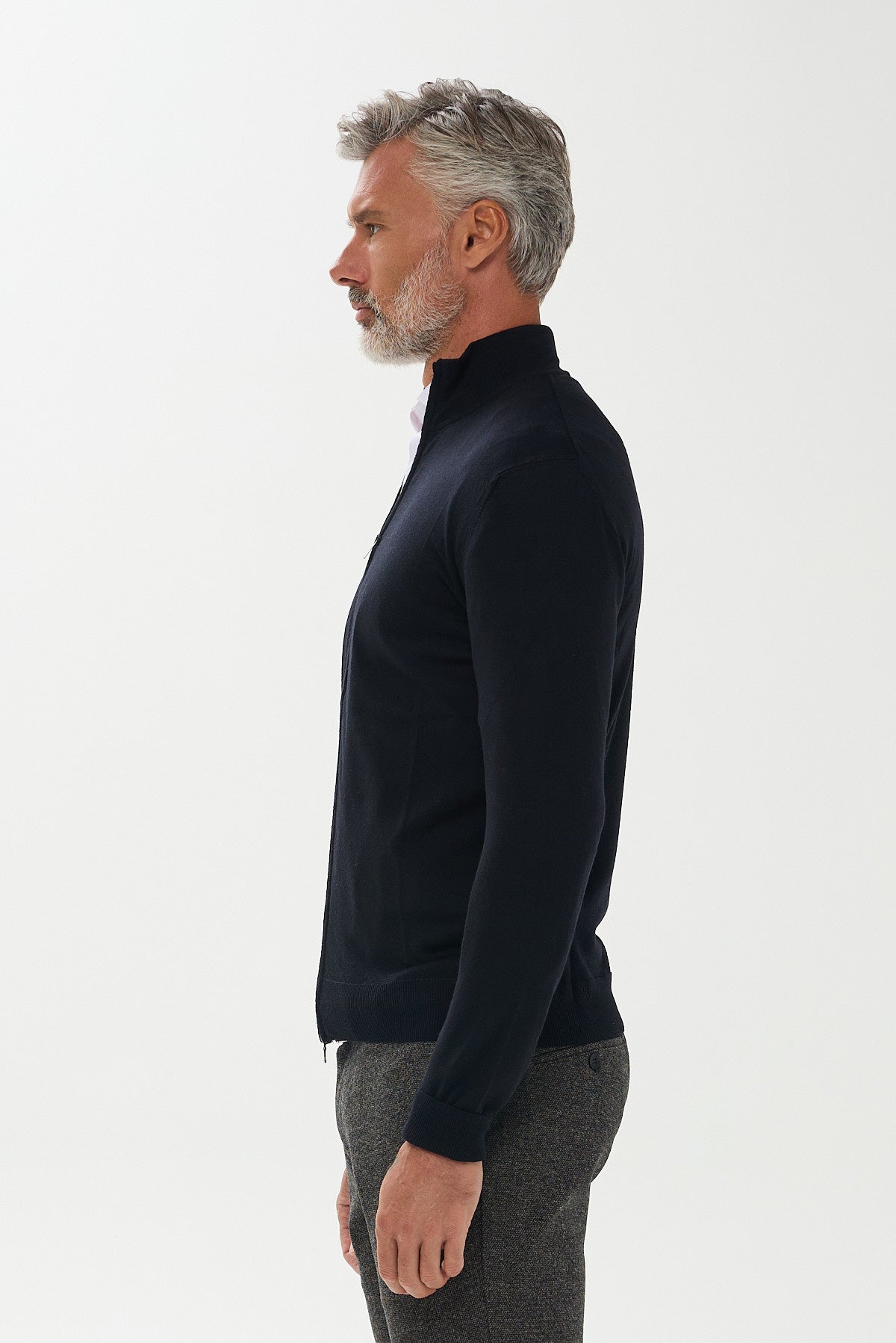 ΑΝΔΡΙΚΗ ΜΑΛΛΙΝΗ ΖΑΚΕΤΑ CARDIGAN ΣΕ ΜΑΥΡΟ ΧΡΩΜΑ PORTOBELLO'S  REGULAR FIT
