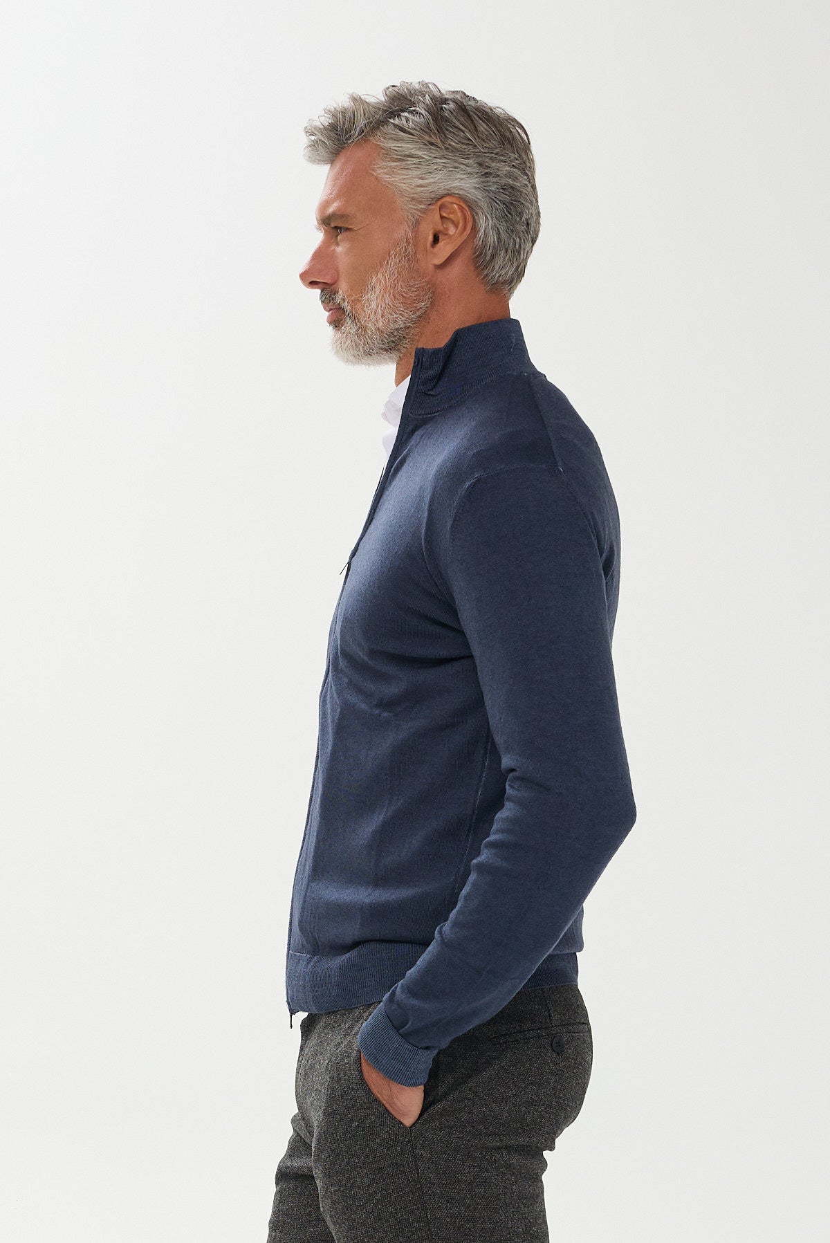 ΑΝΔΡΙΚΗ ΜΑΛΛΙΝΗ ΖΑΚΕΤΑ CARDIGAN ΣΕ ΜΠΛΕ ΧΡΩΜΑ PORTOBELLO'S REGULAR FIT