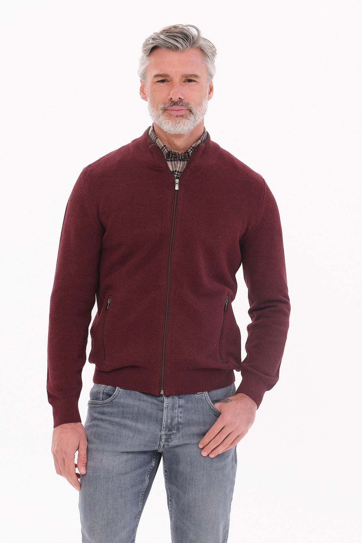ΑΝΔΡΙΚΗ ΜΠΟΡΝΤΟ ΖΑΚΕΤΑ CARDIGAN PORTOBELLO'S REGULAR FIT ΜΕ ΜΙΚΡΟΣΧΕΔΙΟ